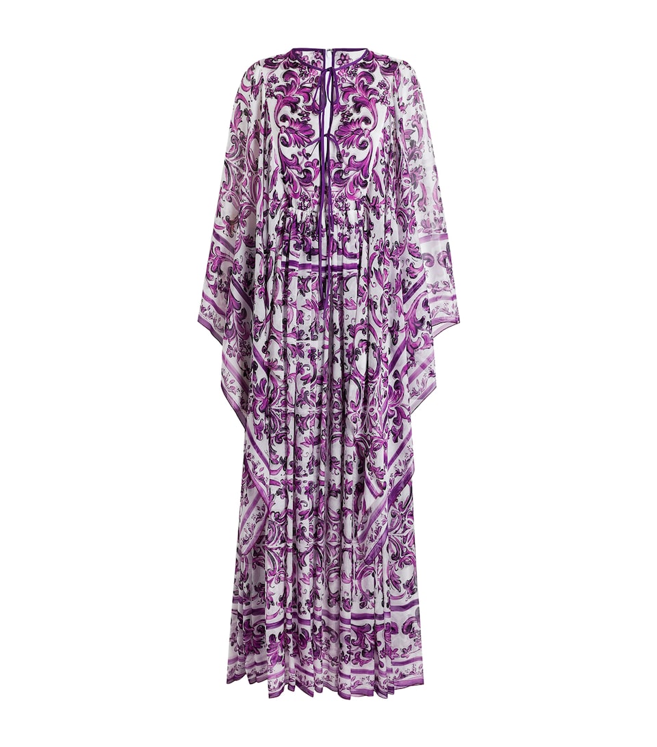 Dolce&Gabbana Silk Majolica Print Kaftan Dress Maiolica