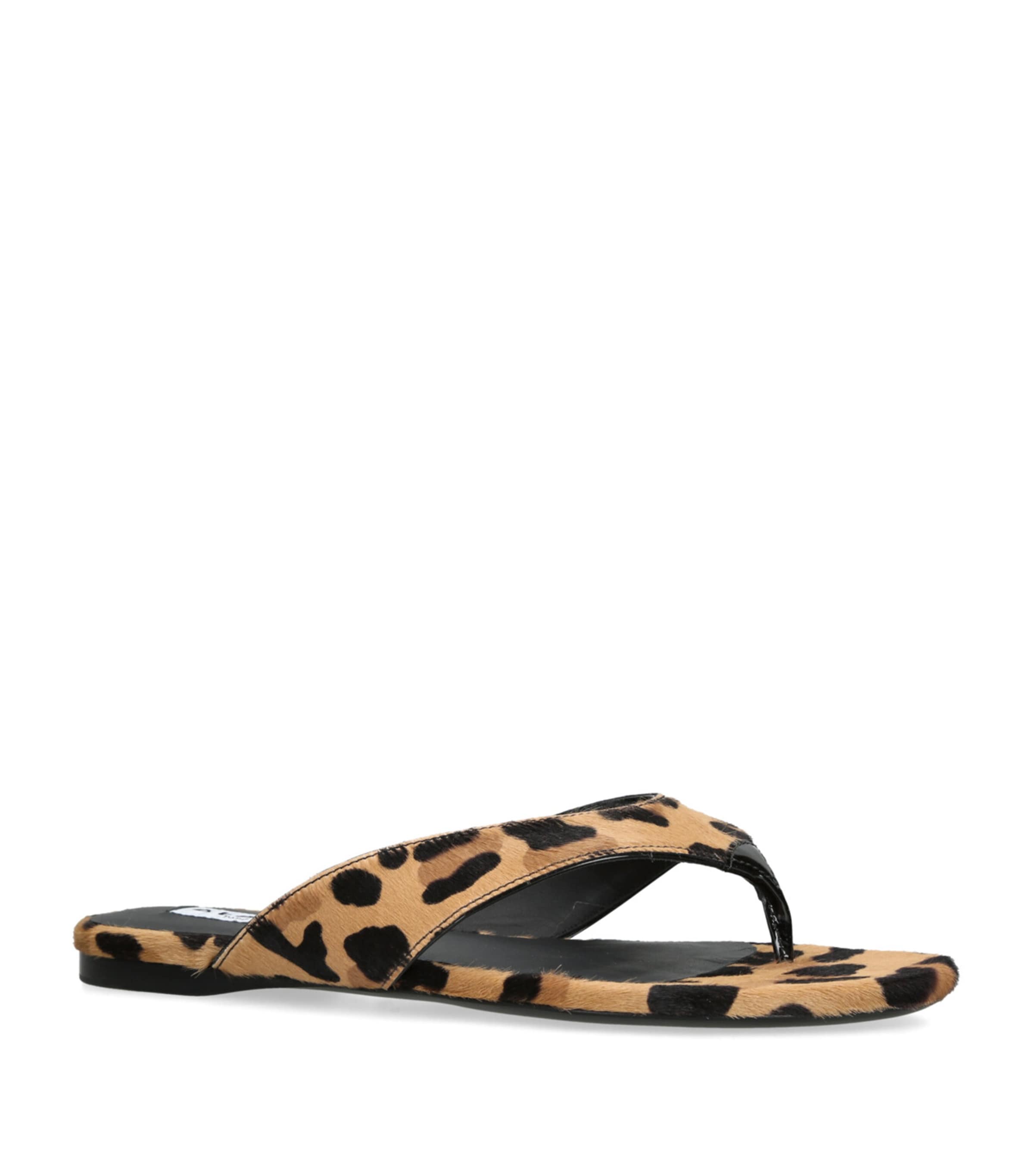 Pony Hair Leopard-Print Sandals DK.BRN COM Image 3