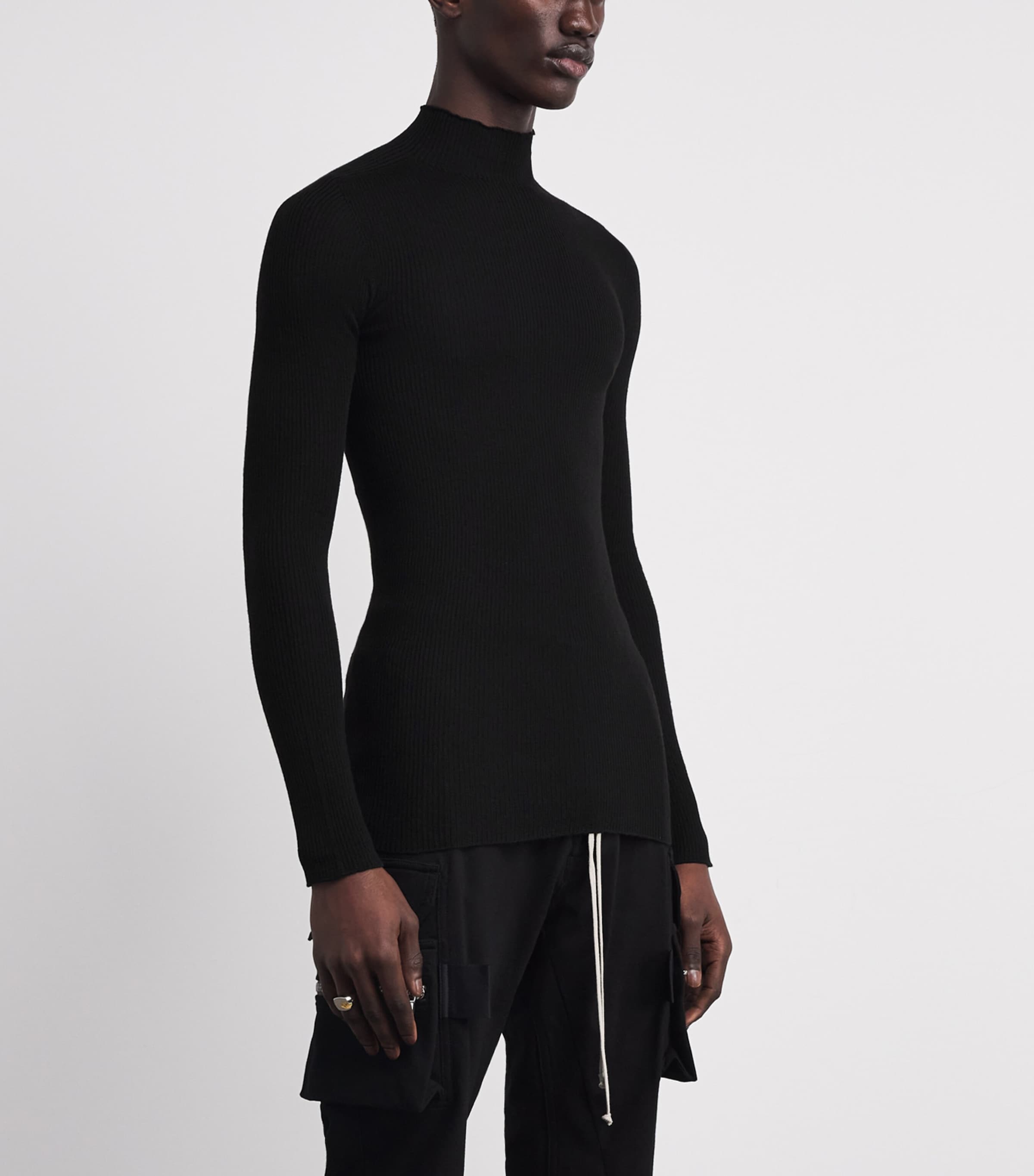 Virgin Wool Ribbed Lupetto Sweater BLACK/ 09 Image 3