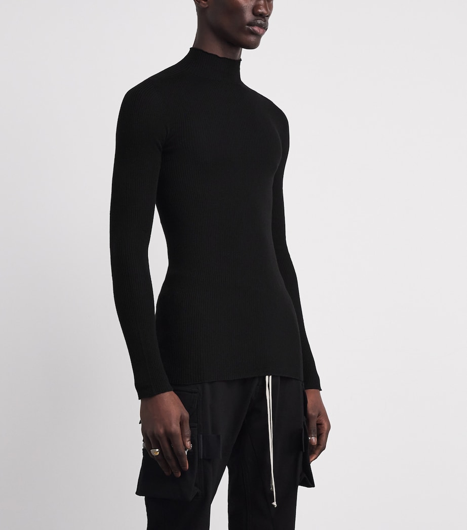 Virgin Wool Ribbed Lupetto Sweater BLACK/ 09 Image 3