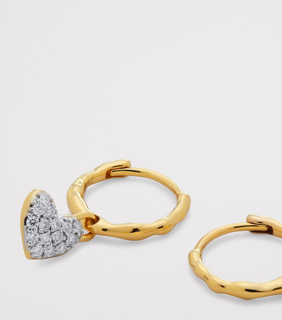 Mini Gold Vermeil and Diamond Heart Huggie Earrings 18K GOLD VERMEIL Image 2