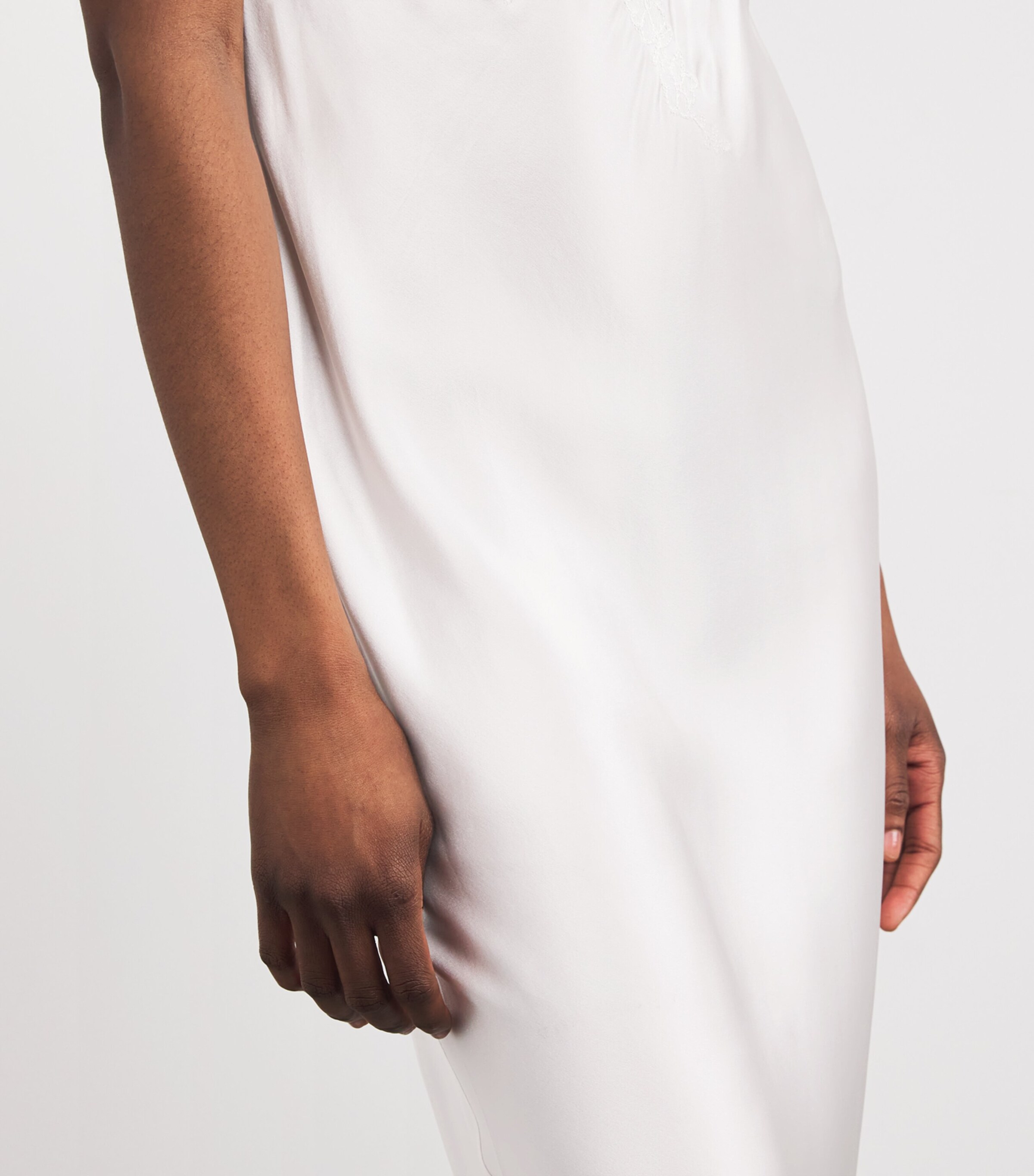 Silk Lace-Trim Maxi Slip Dress WHITE/WHITE Image 4