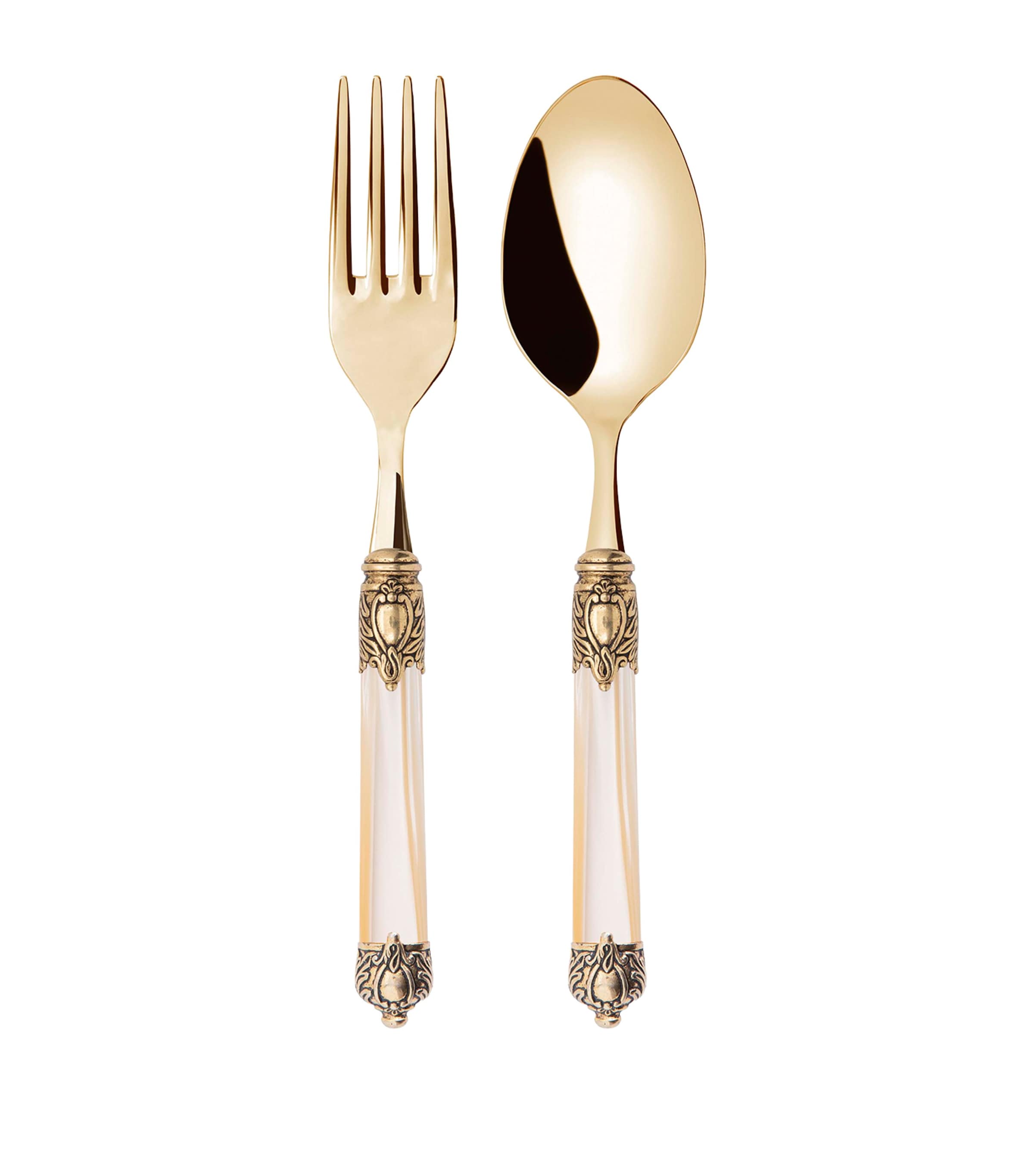 Bugatti Stainless Steel Rinascimento 2-Piece Serving Set Pvd Gld Ivory Hndle Image 1