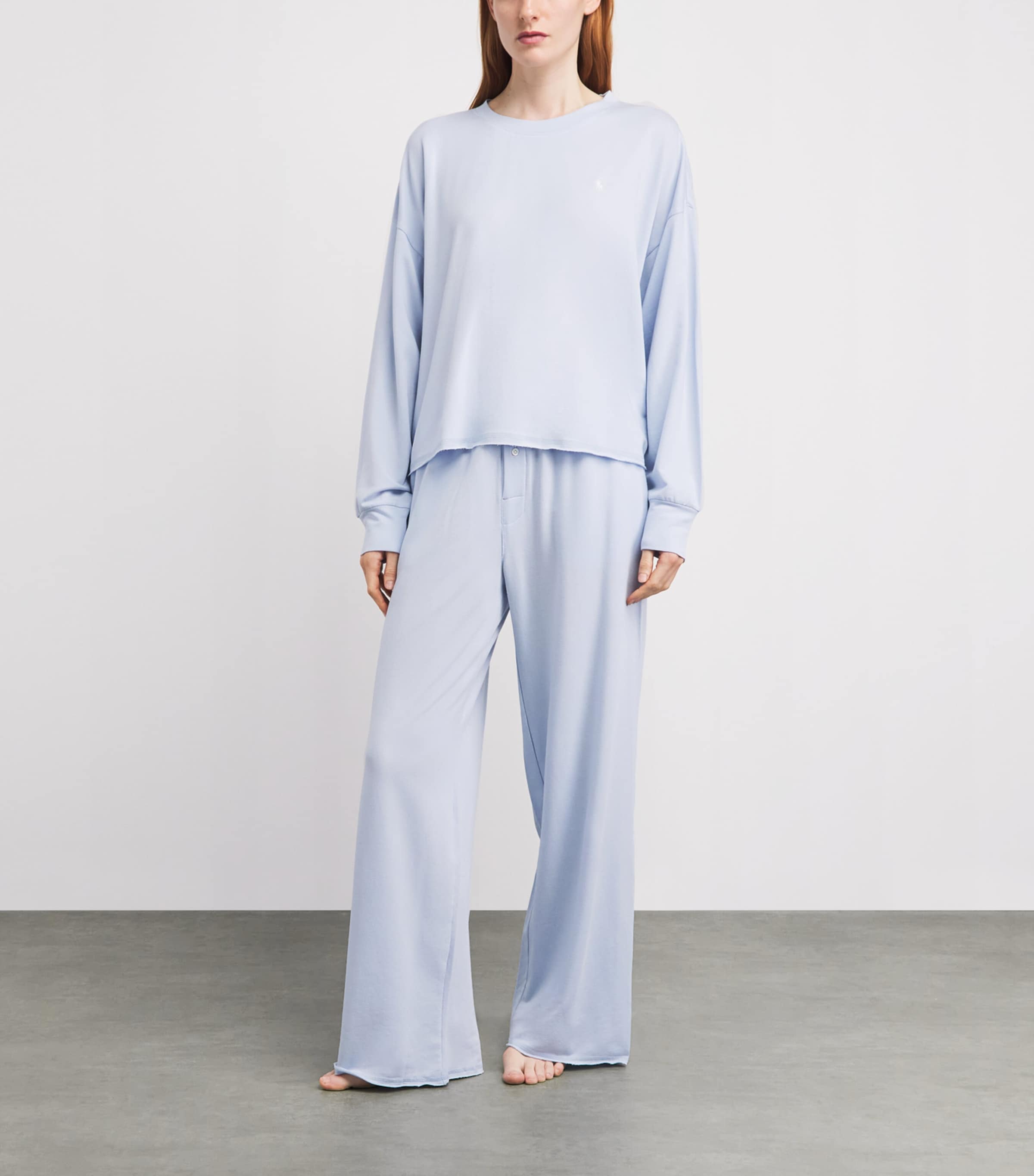 Polo Ralph Lauren Womens Terry Long Pyjama Set Xenon Blue Image 2