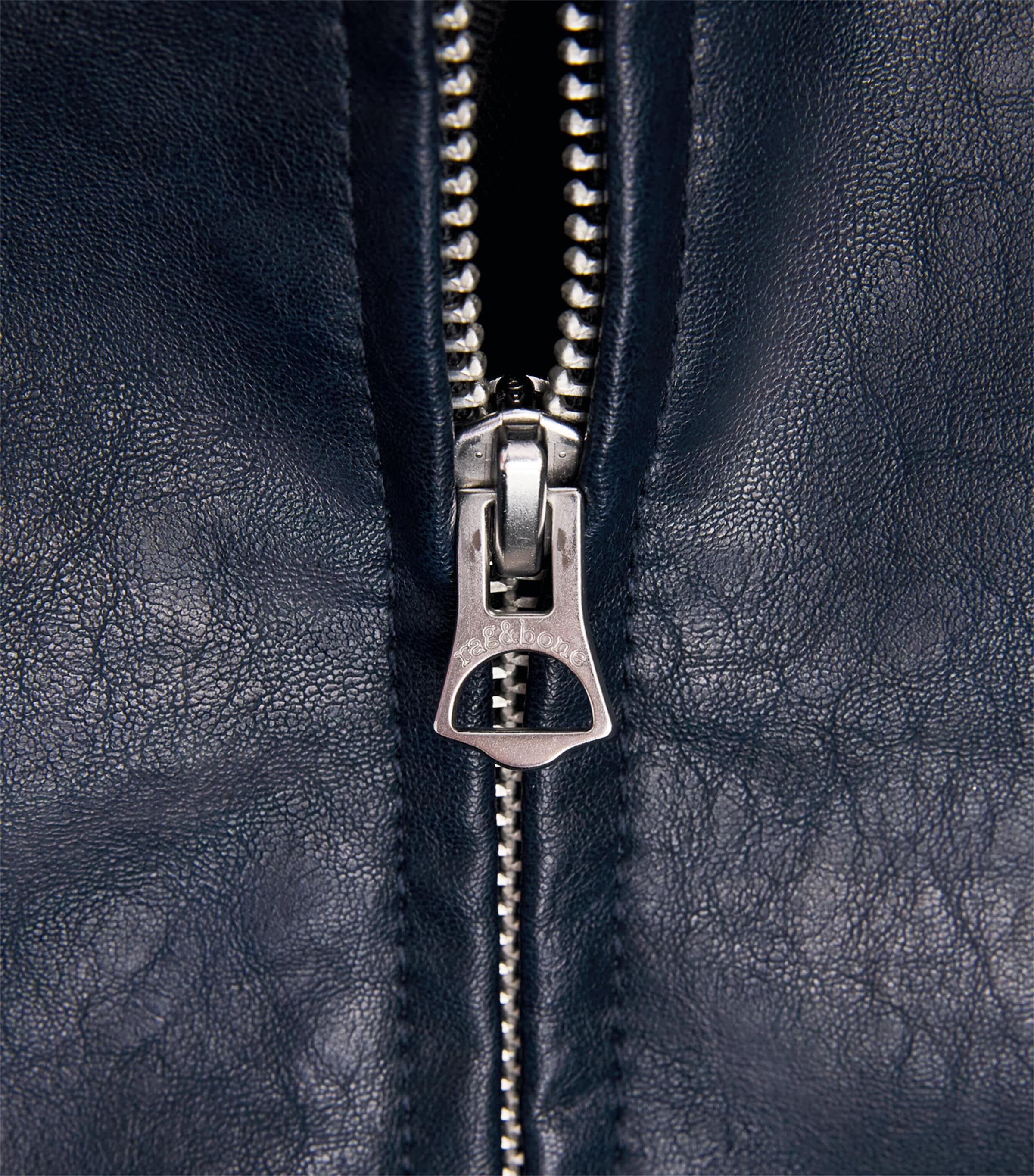 Rag & Bone Womens Faux Leather Krista Bomber Jacket Navy Image 6