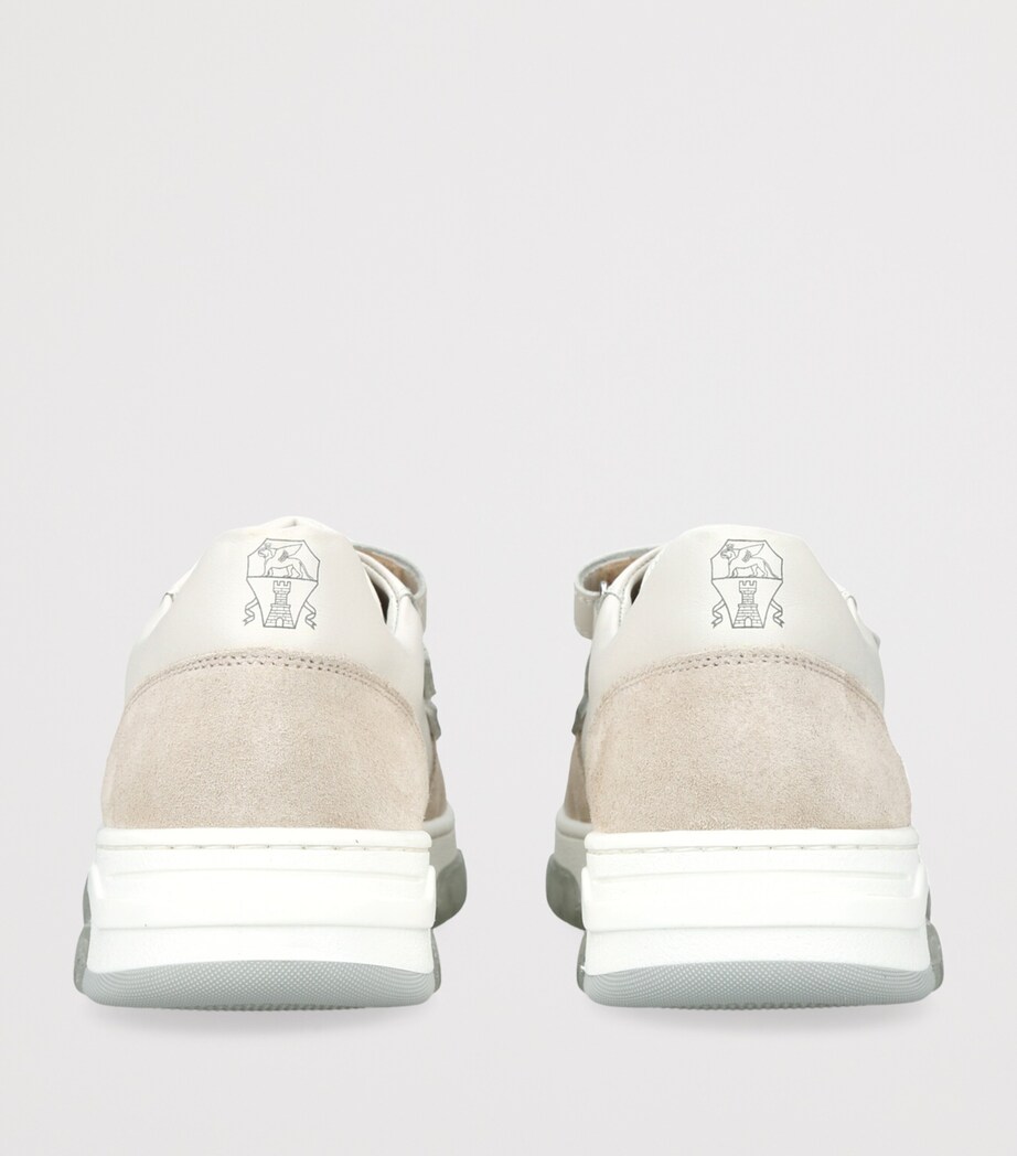 Brunello Cucinelli Leather Velcro Sneakers White/oth Image 2