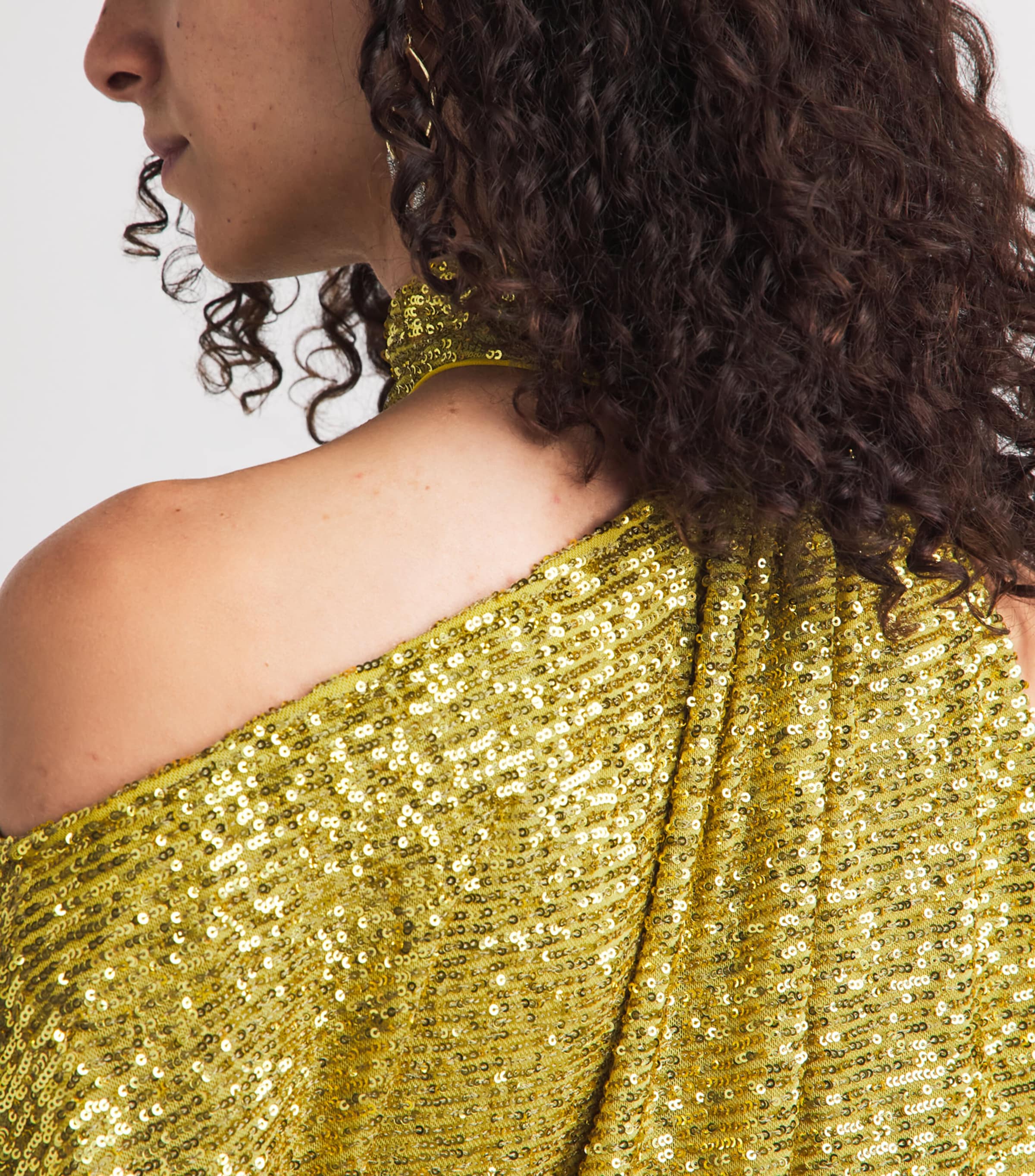 Taller Marmo Womens Sequinned Atlas Disco Maxi Dress Chartreuse Image 3
