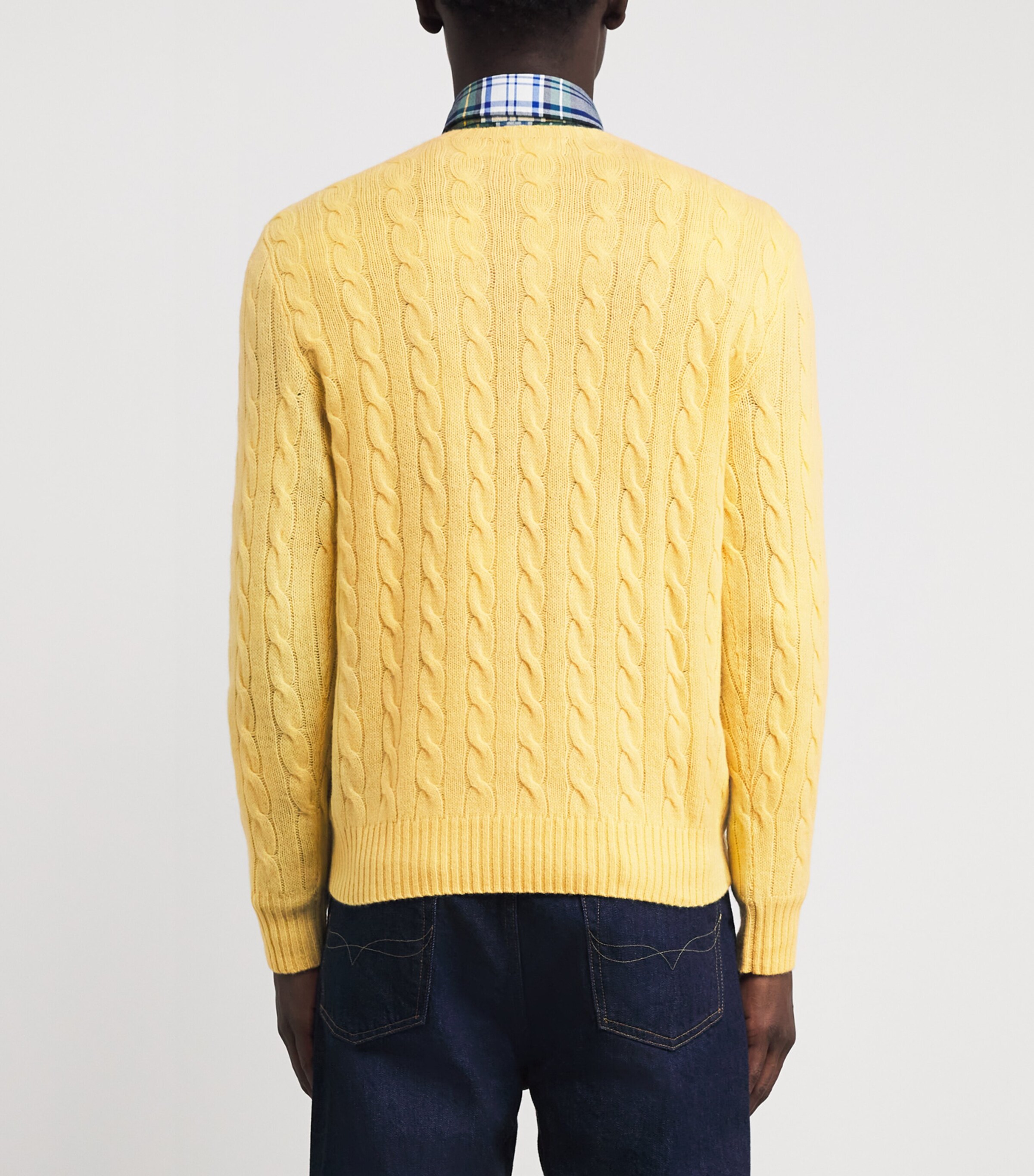 Polo Ralph Lauren Mens Wool-Cashmere Cable-Knit Sweater Yellow Image 4