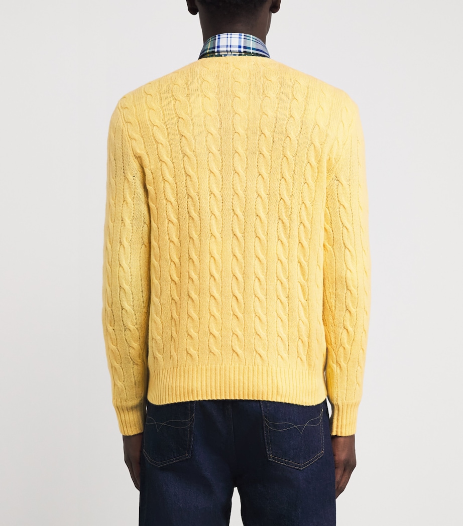 Polo Ralph Lauren Mens Wool-Cashmere Cable-Knit Sweater Yellow Image 4