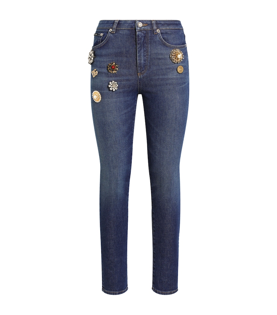 Embellished Audrey Mid-Rise Skinny Jeans COMBINED COLOUR Image 1
