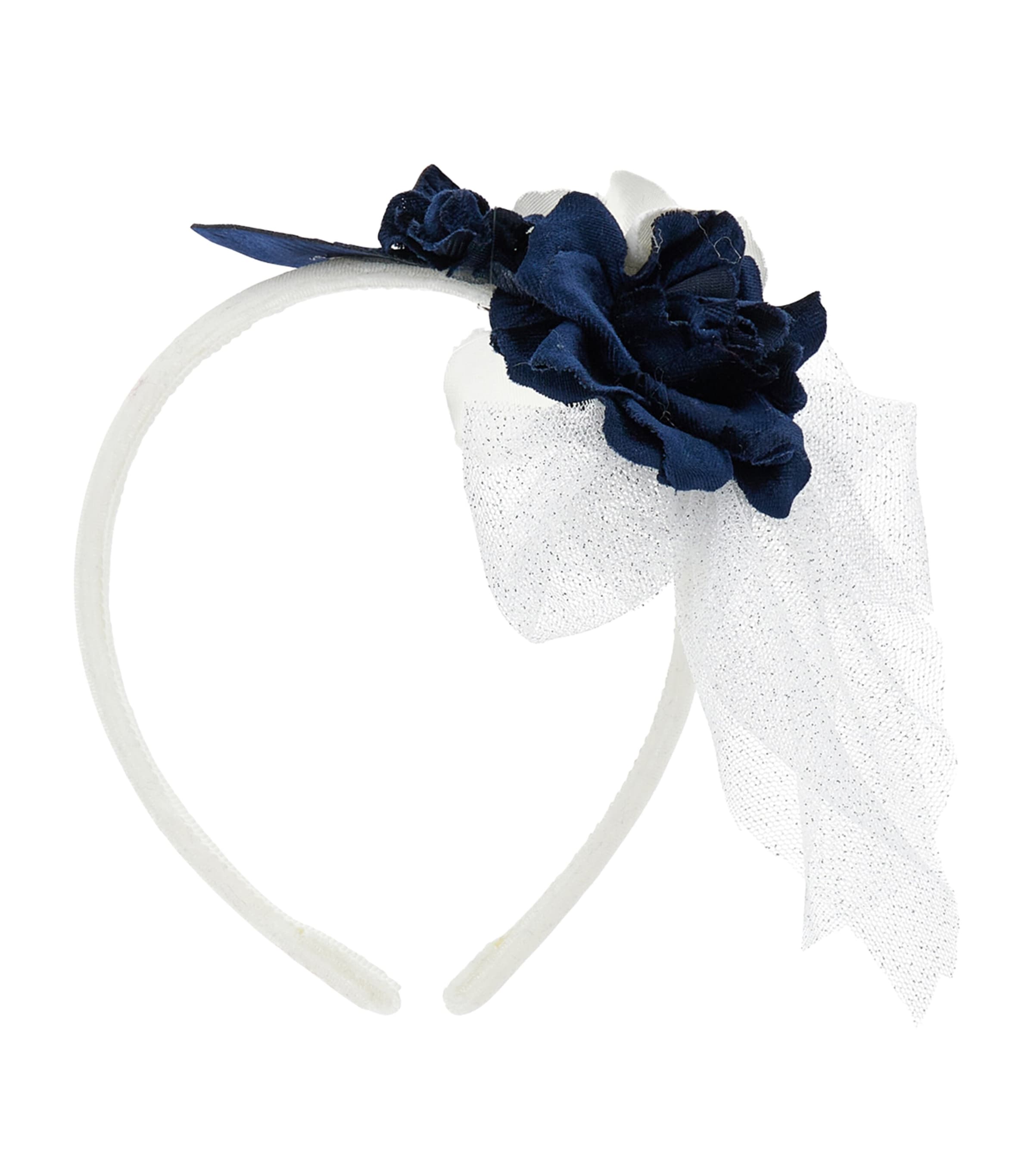 Monnalisa Kids' Roses And Tulle Headband In White