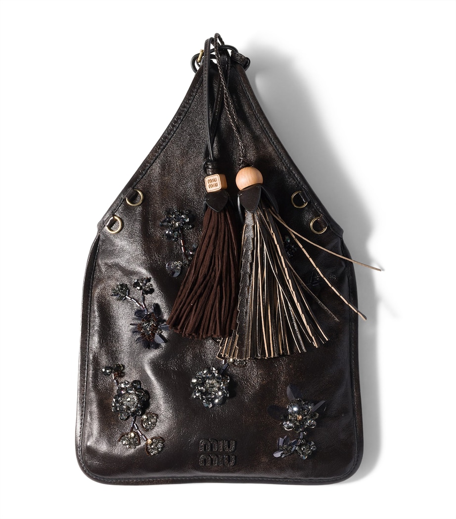 Leather Embellished Top-Handle Bag F0201 Image 1