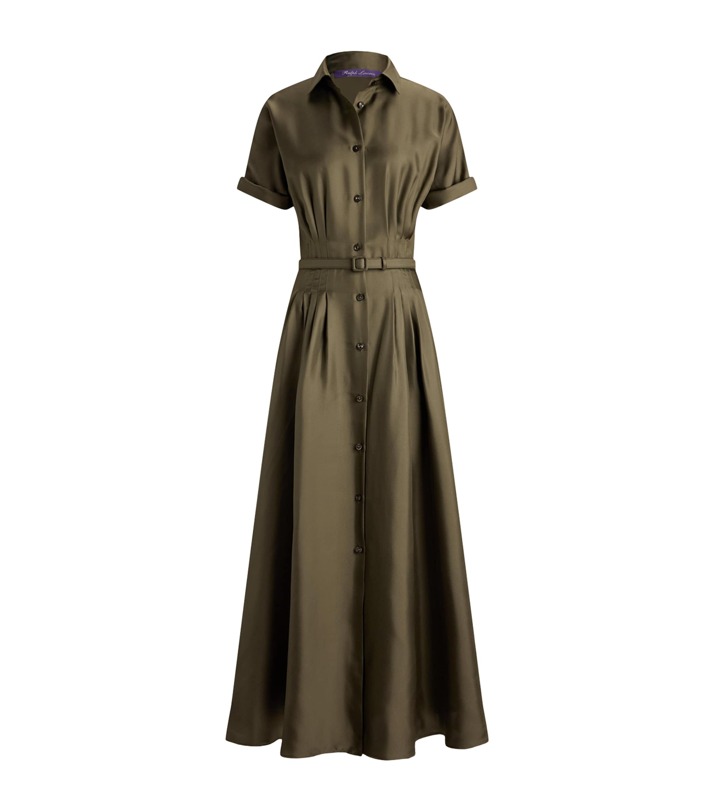 ralph lauren silk shirt dress Lauren Ralph Lauren Silky Cotton-Blend Point Collar Long Roll-Tab Sleeve  Button-Front Belted Shirt Dress