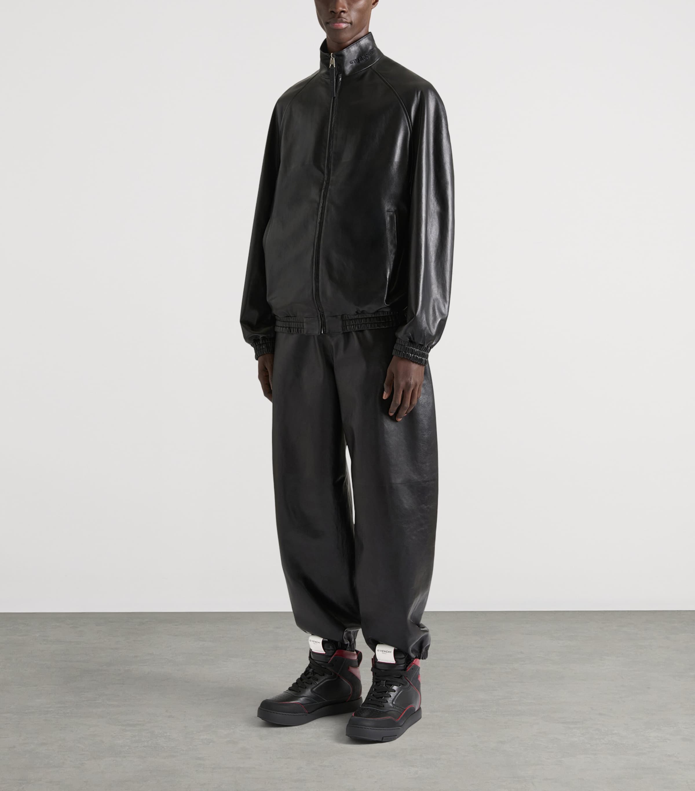 Givenchy Mens Leather Elasticated Trousers Image 2