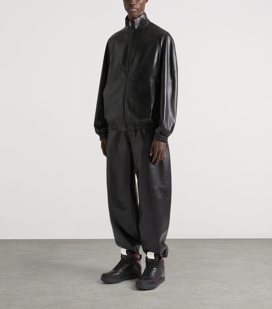 Givenchy Mens Leather Elasticated Trousers Image 2