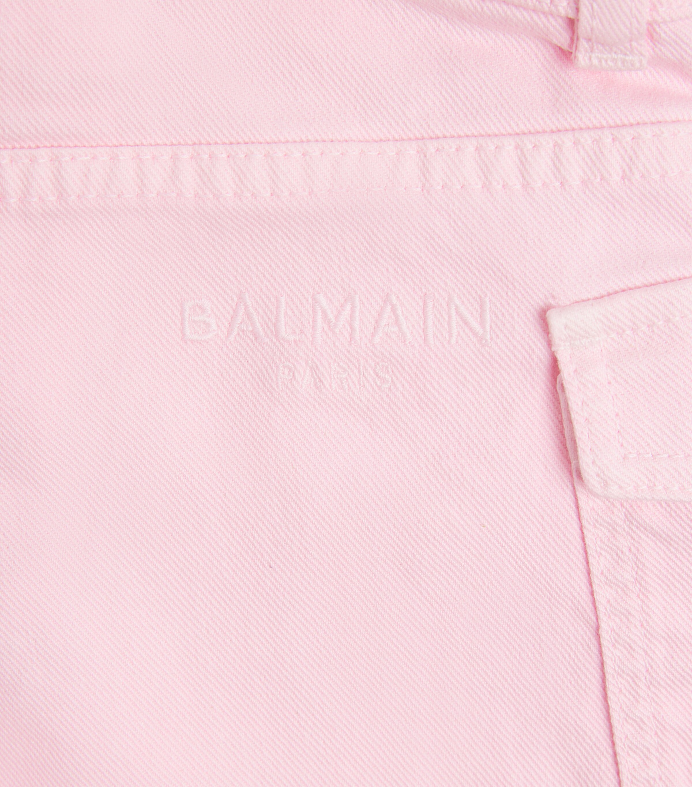 Balmain Kids Denim Button-Detail Shorts (8-10 Years) Rosa Chiaro Image 3