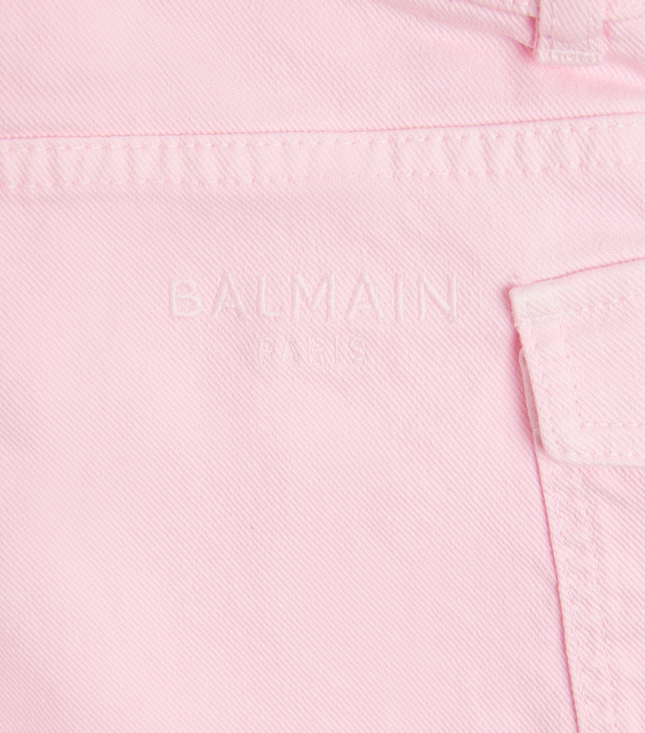 Balmain Kids Denim Button-Detail Shorts (8-10 Years) Rosa Chiaro Image 3
