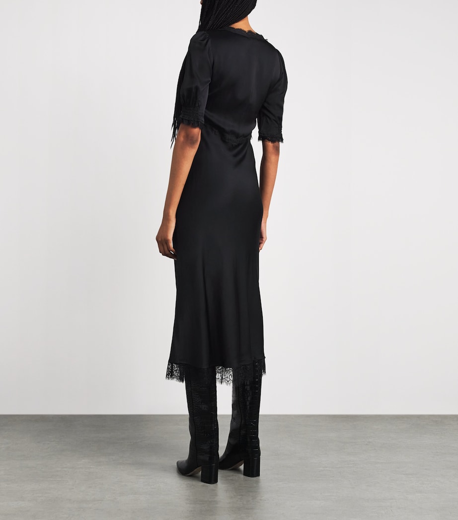 Rixo Womens Satin Annina Midi Dress Black Image 4