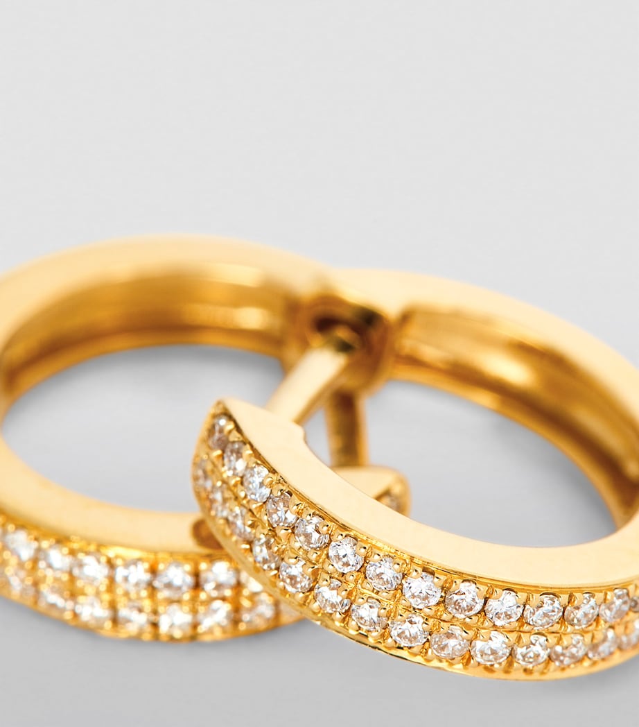 Yellow Gold and Diamond Huggie Earrings YELLOW GOLD Image 7