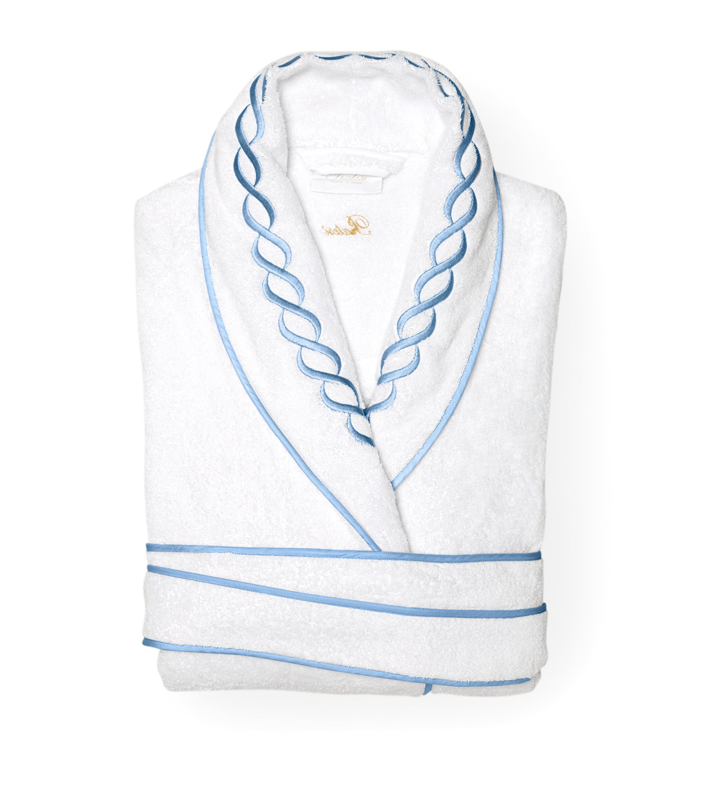 Cotton Treccia Bathrobe (Extra Large) WHT/MEDIUM BLUE Image 1