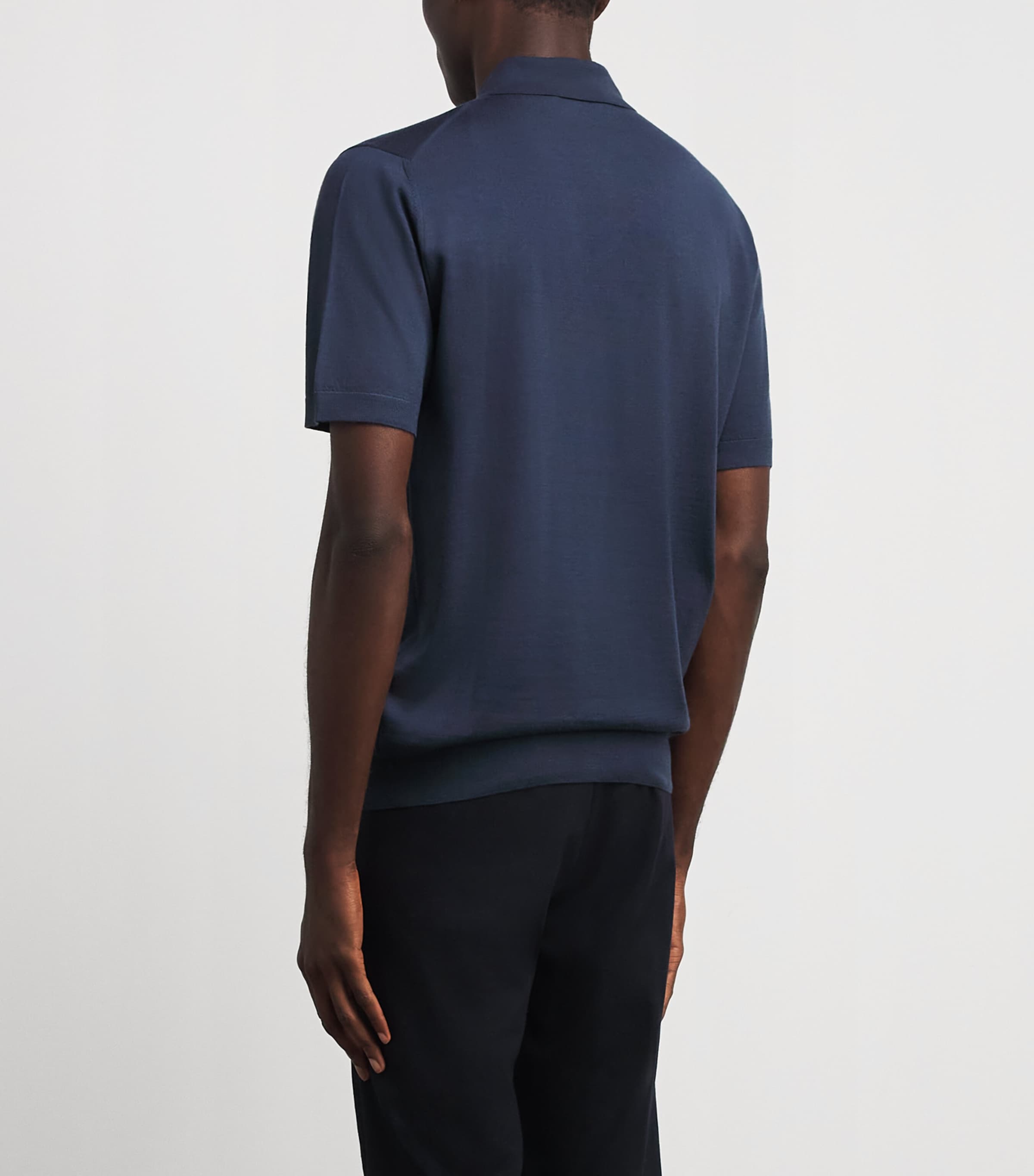 Corneliani Mens Wool Polo Shirt Drk Ceruole Ble Image 5