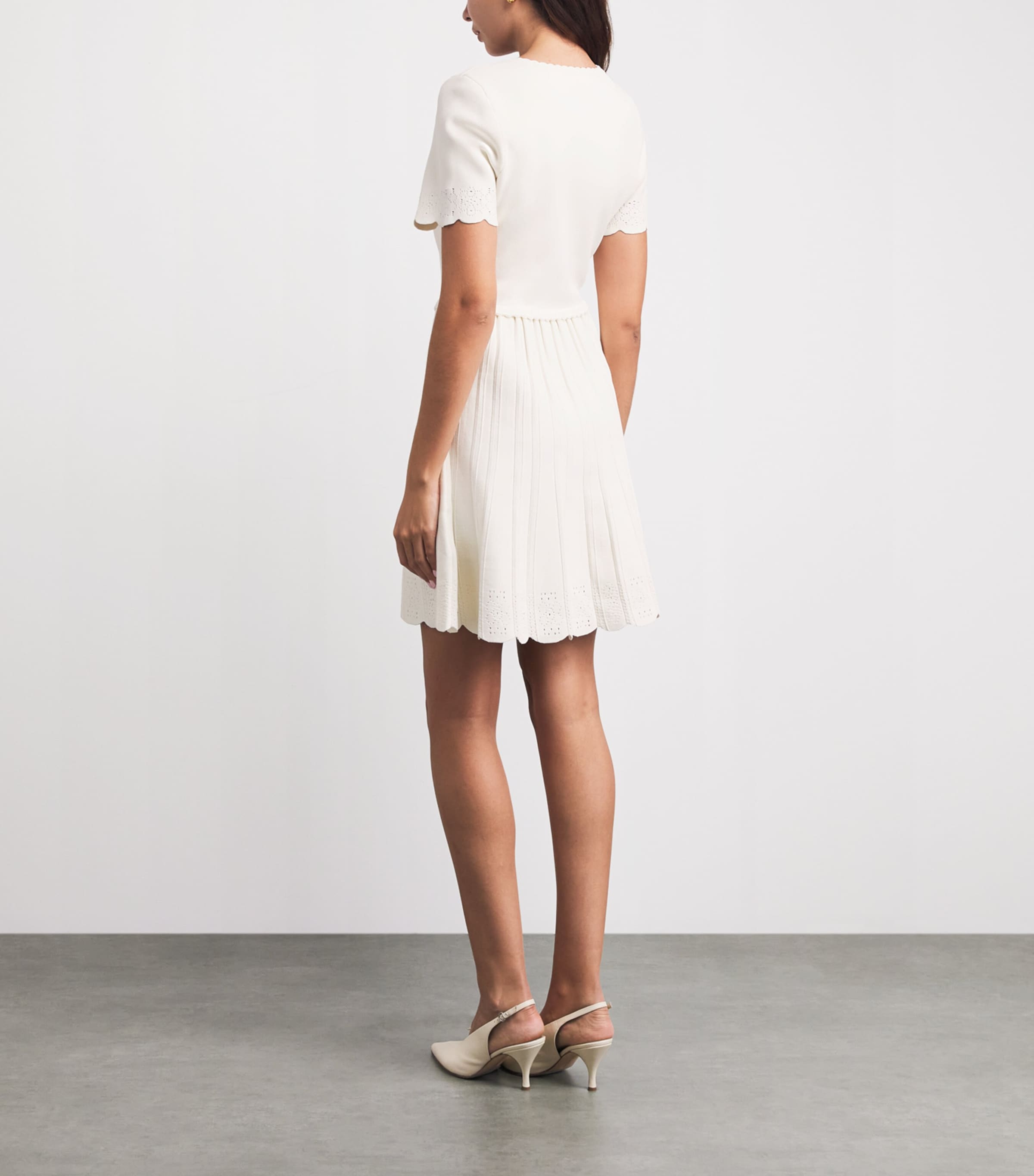 Sandro Paris Womens Knitted Pointelle Mini Dress Ecru Image 4