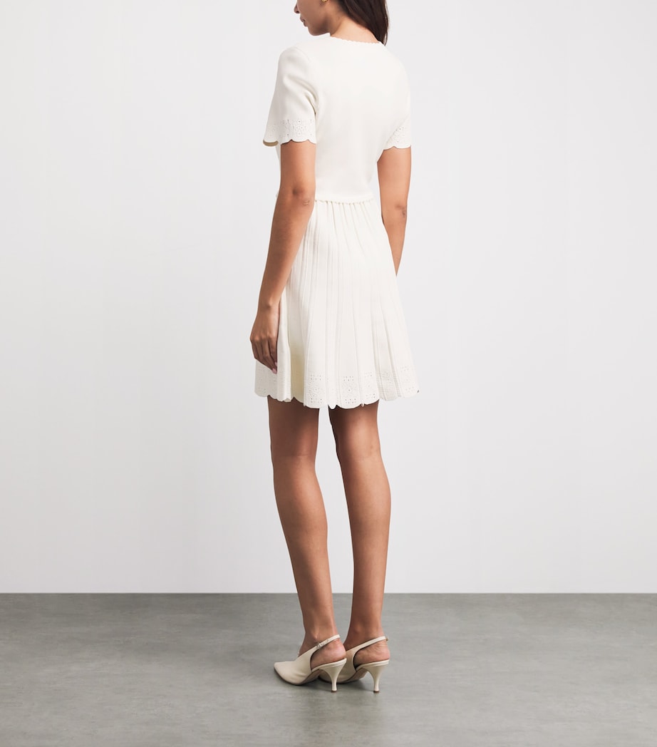 Sandro Paris Womens Knitted Pointelle Mini Dress Ecru Image 4