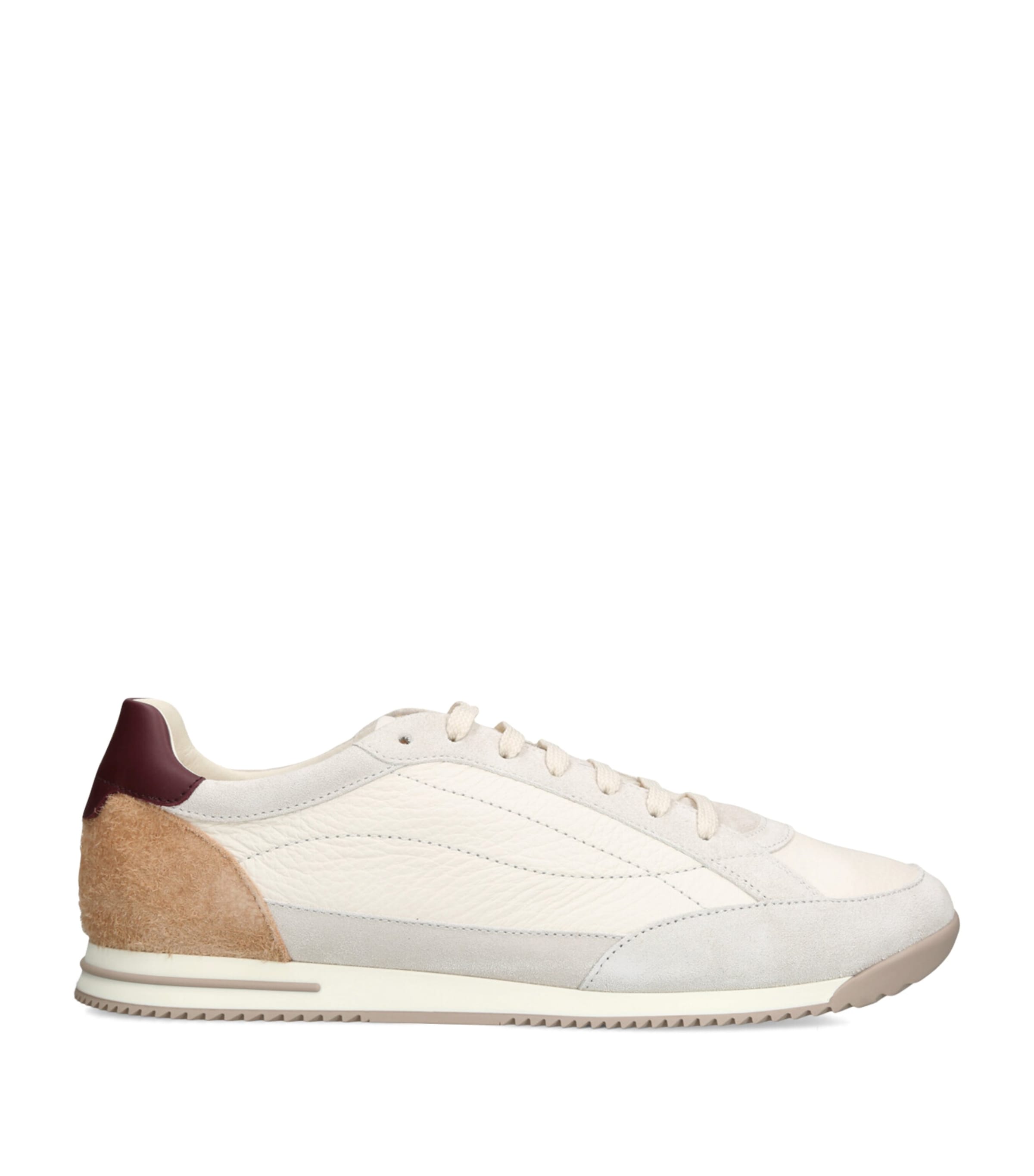 Brunello Cucinelli Leather-Suede Low-Top Sneakers White Image 1