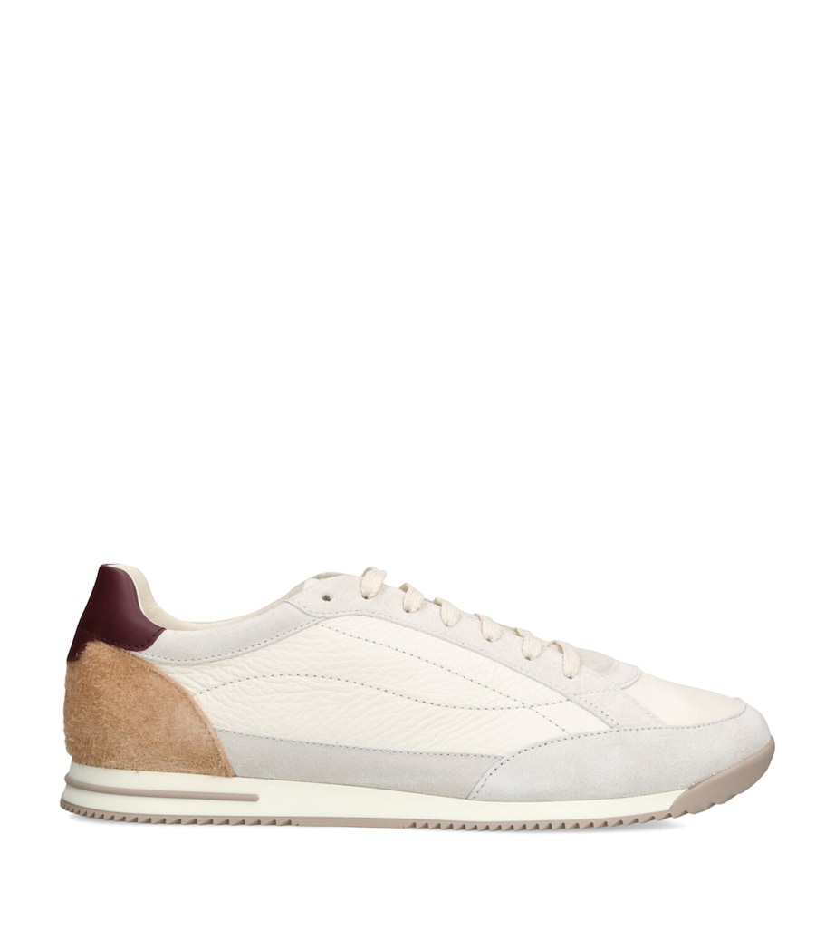 Brunello Cucinelli Leather-Suede Low-Top Sneakers White Image 1