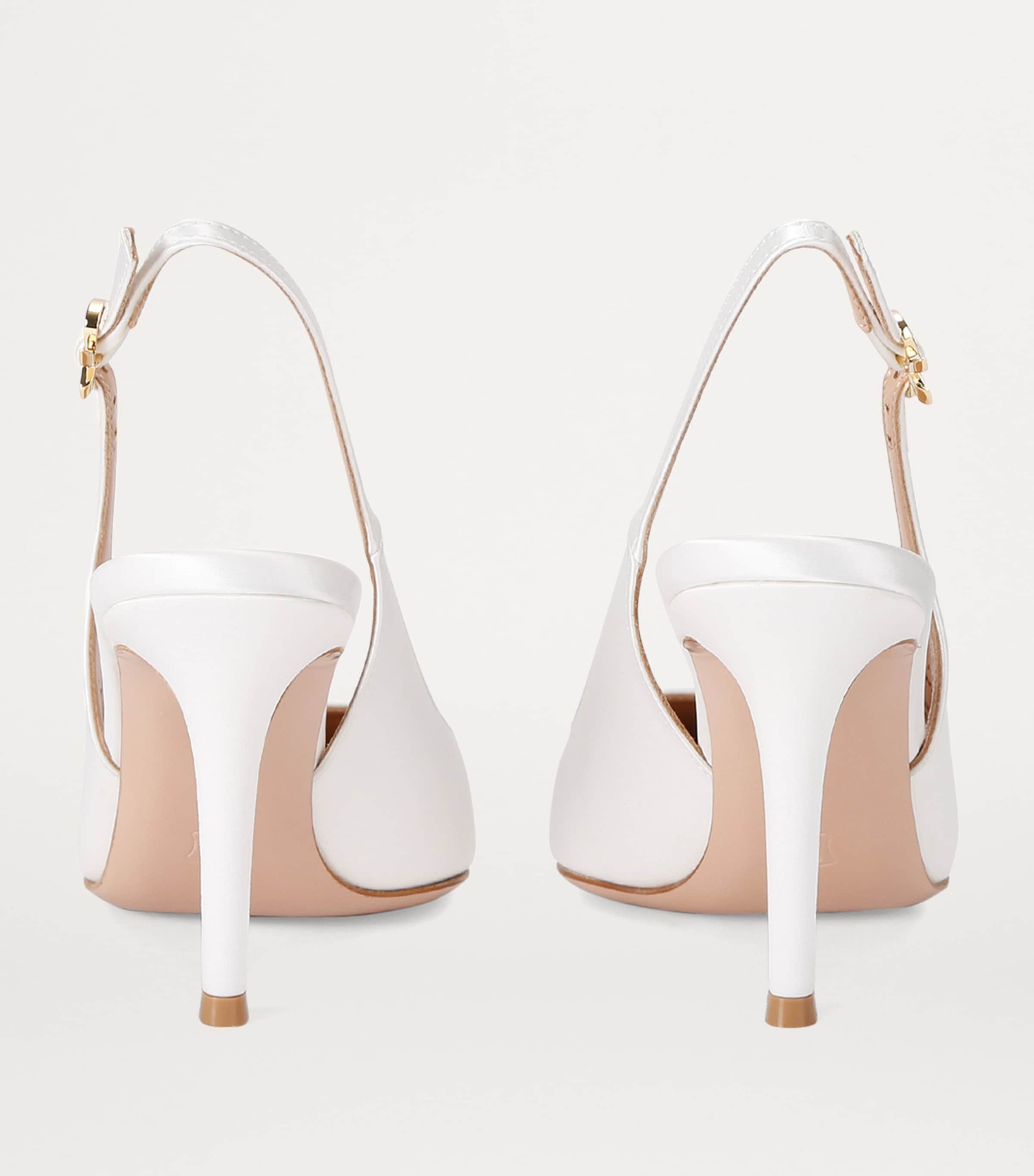 Gianvito Rossi Leather Ribbon Slingback Pumps 85 White Image 2