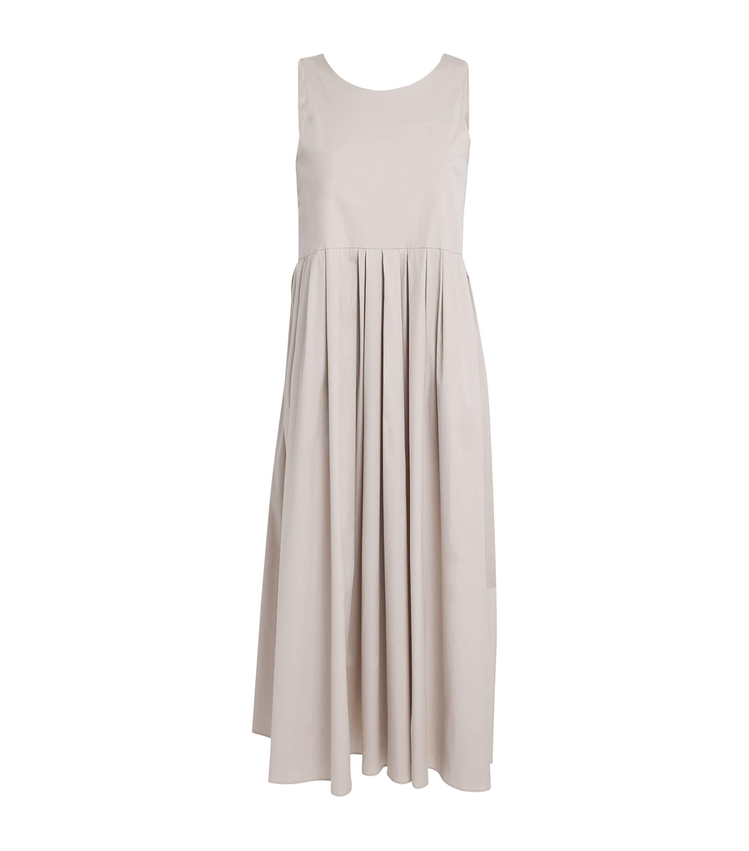 Shop Max Mara Cotton-blend Midi Dress In Beige