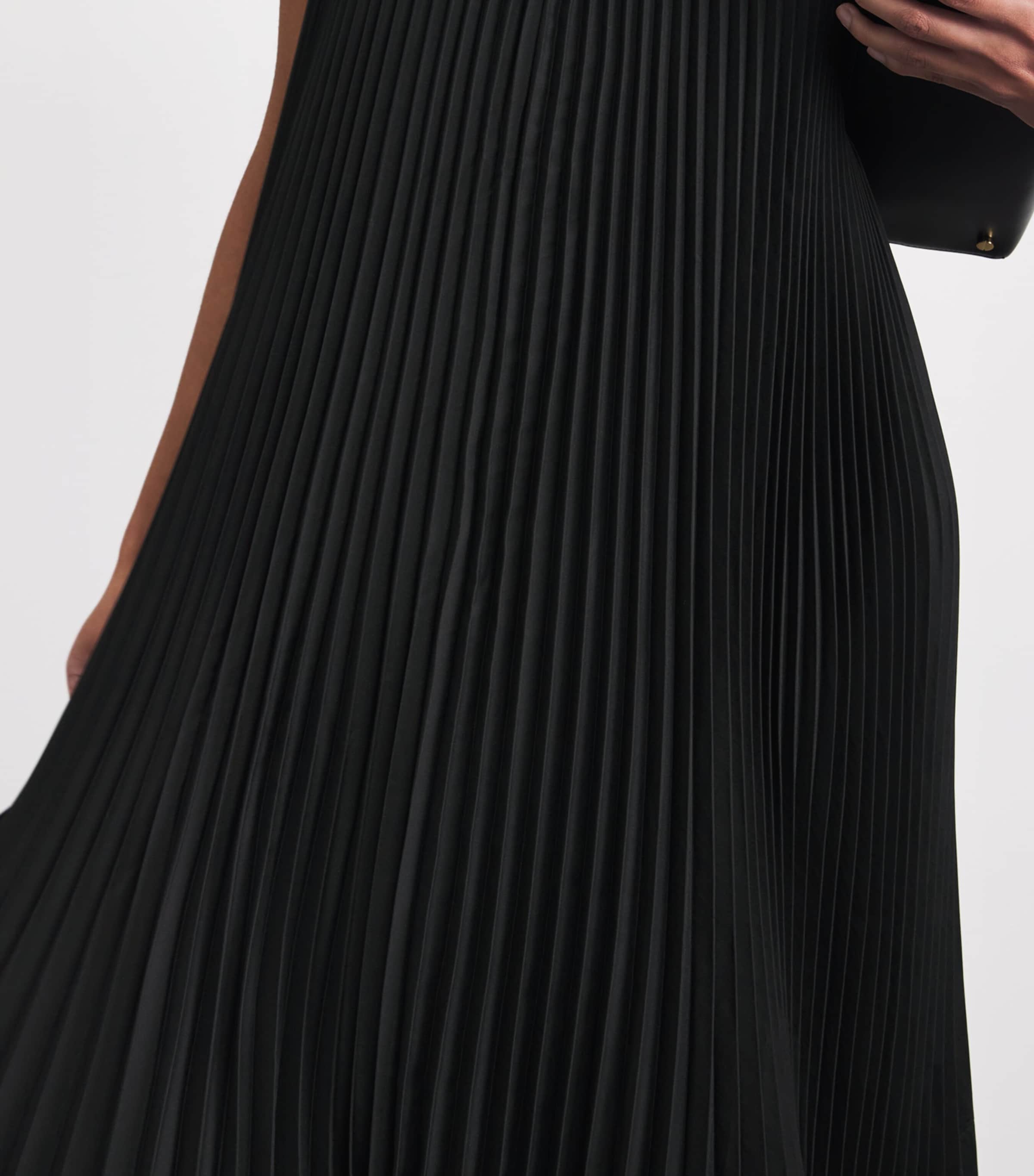 Joseph Womens Pleated Chenes Maxi Dress Black Image 5