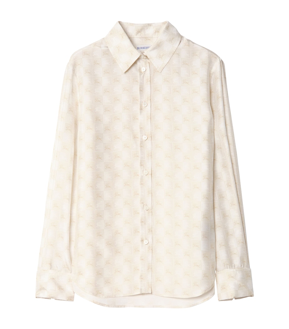 Burberry Womens Silk Equestrian Knight Design Shirt Chalk White Ip Pttrn Image 1