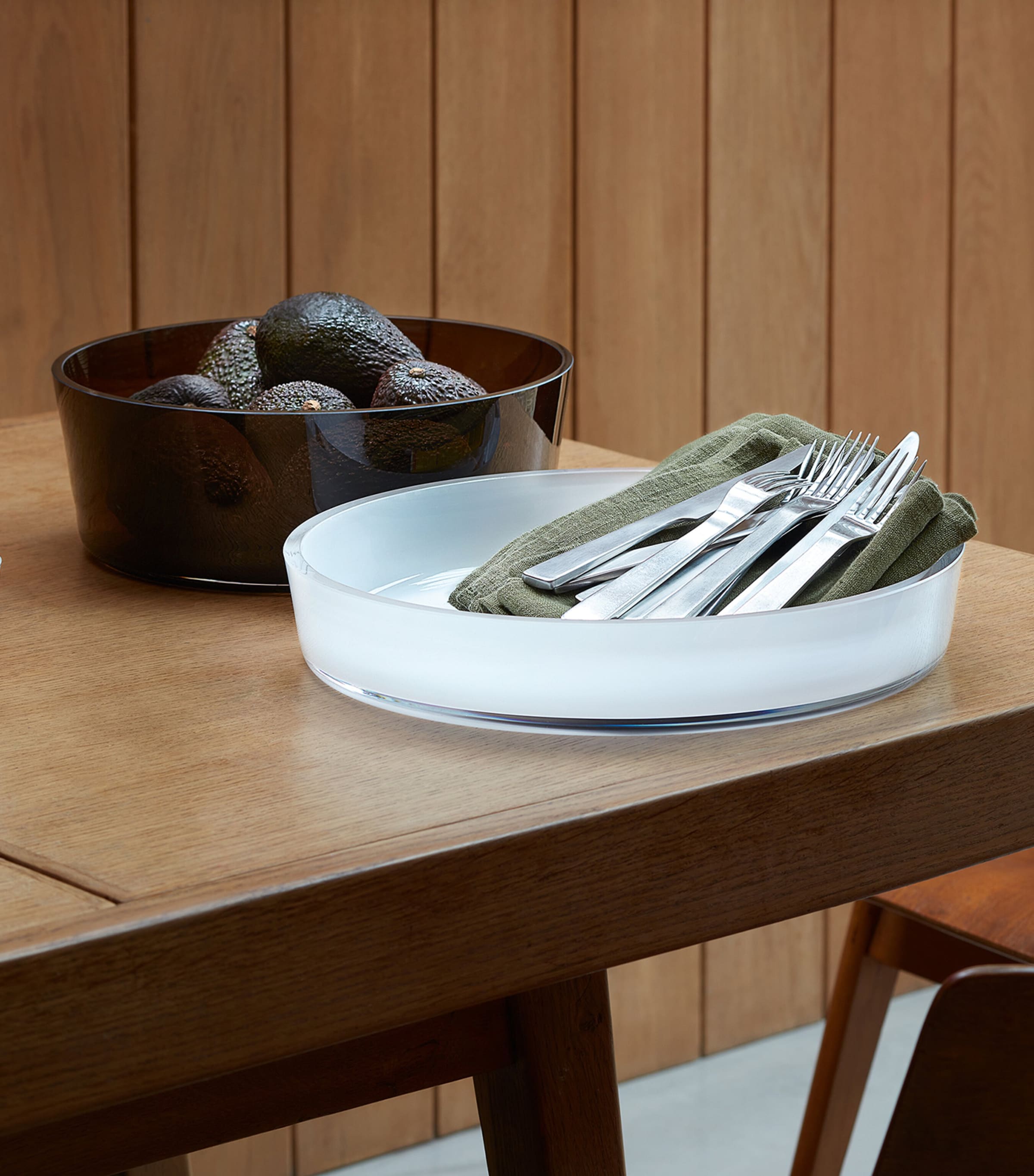 Glass Collective Low Bowl (35cm) WHITE Image 3