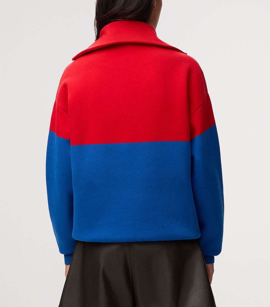 LOEWE Womens Cotton-Blend Quarter-Zip Sweatshirt Red/blue Image 4
