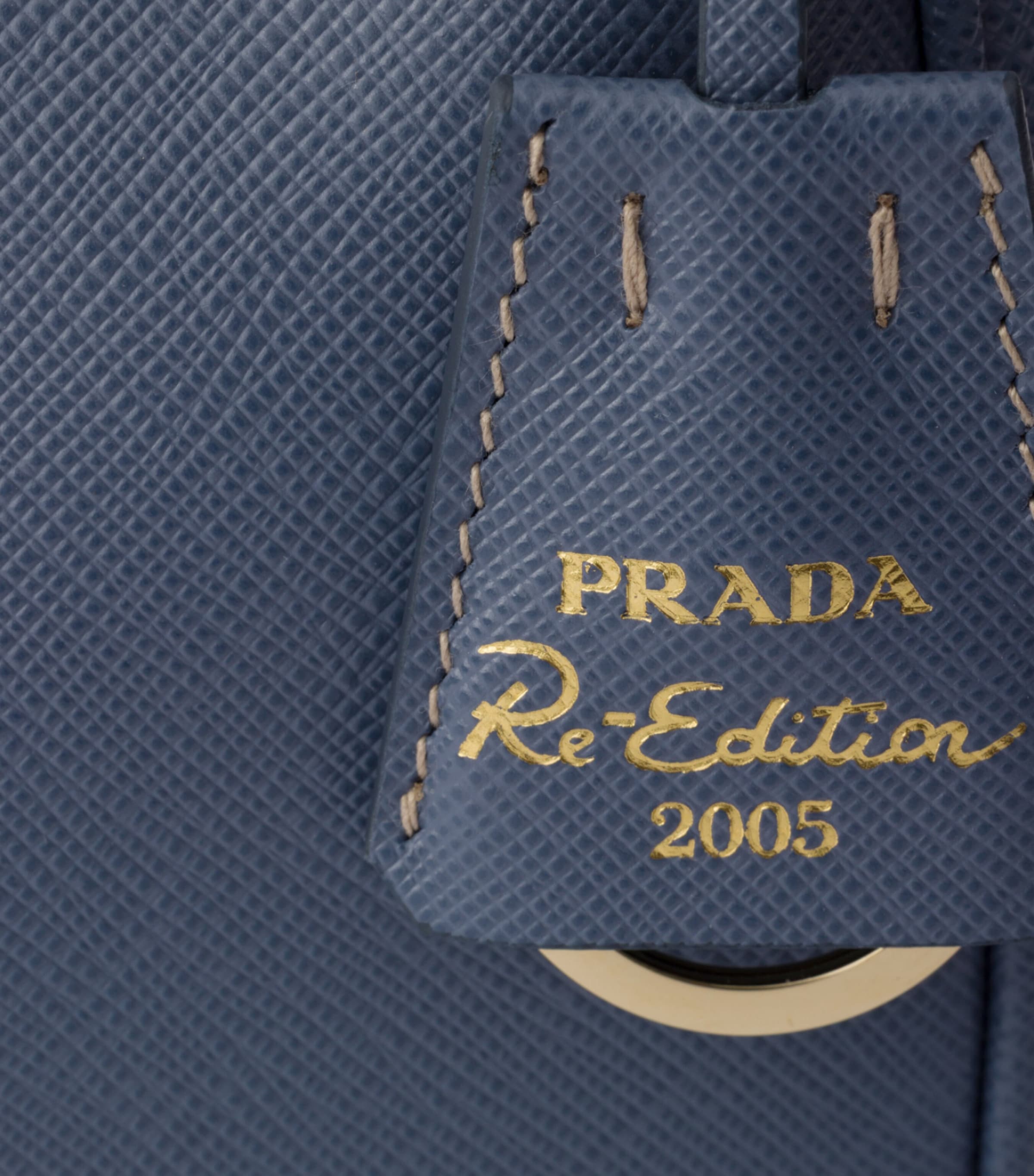 Prada Mini Saffiano Leather Re-Edition 2005 Top-Handle Bag Blue Image 6