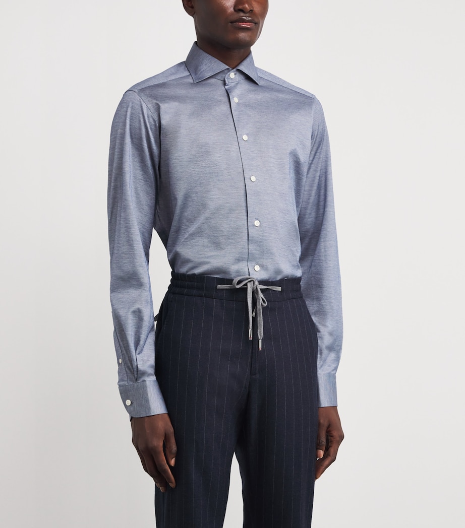 Cotton Filo di Scozia Contemporary Fit Shirt DARK BLUE Image 3