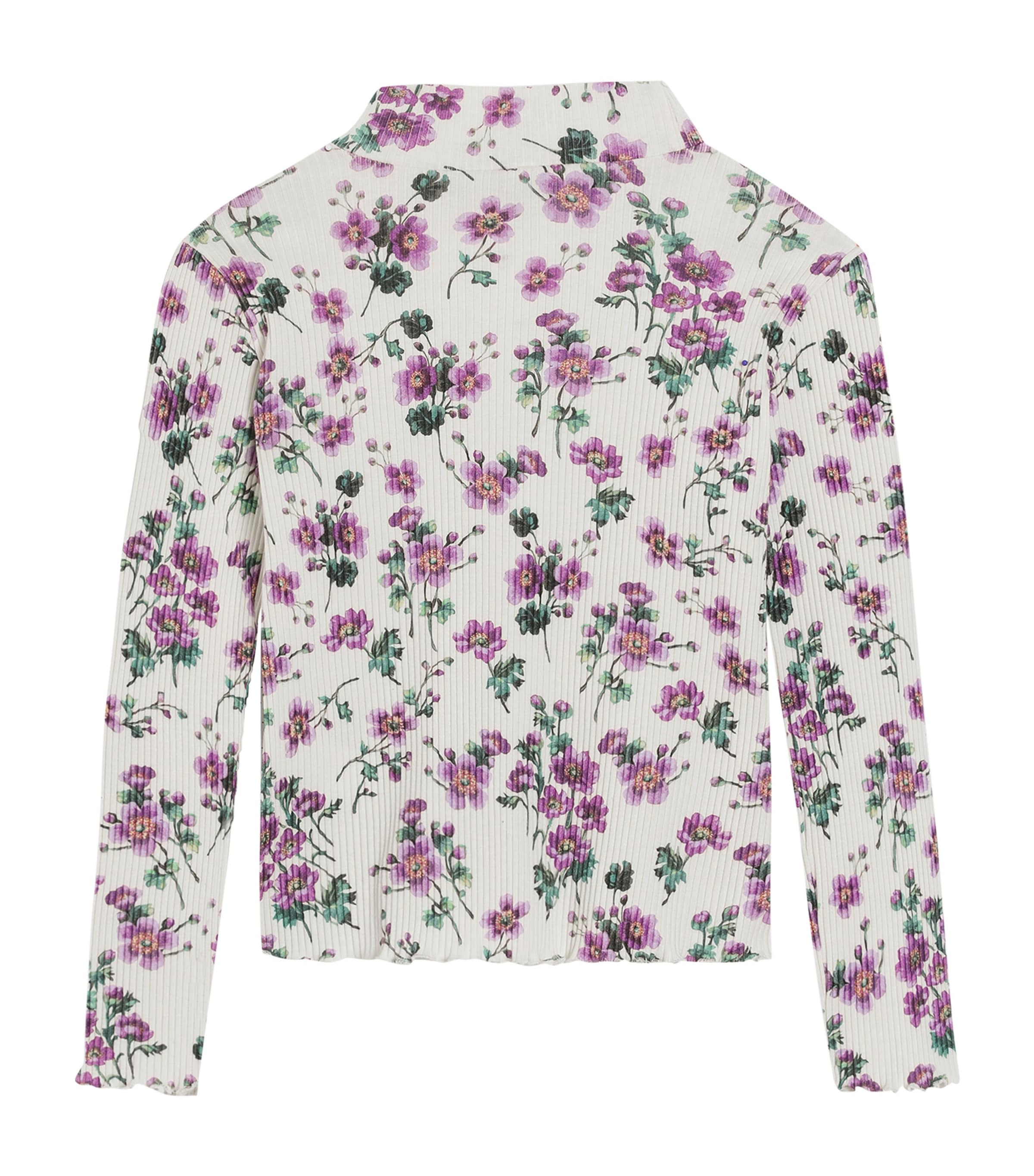 Cotton Floral Mock-Neck Top (8-12 Years) HK5RH-VIOLETTE Image 1