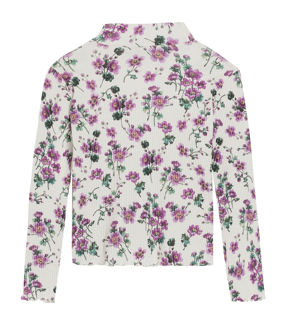 Cotton Floral Mock-Neck Top (8-12 Years) HK5RH-VIOLETTE Image 1