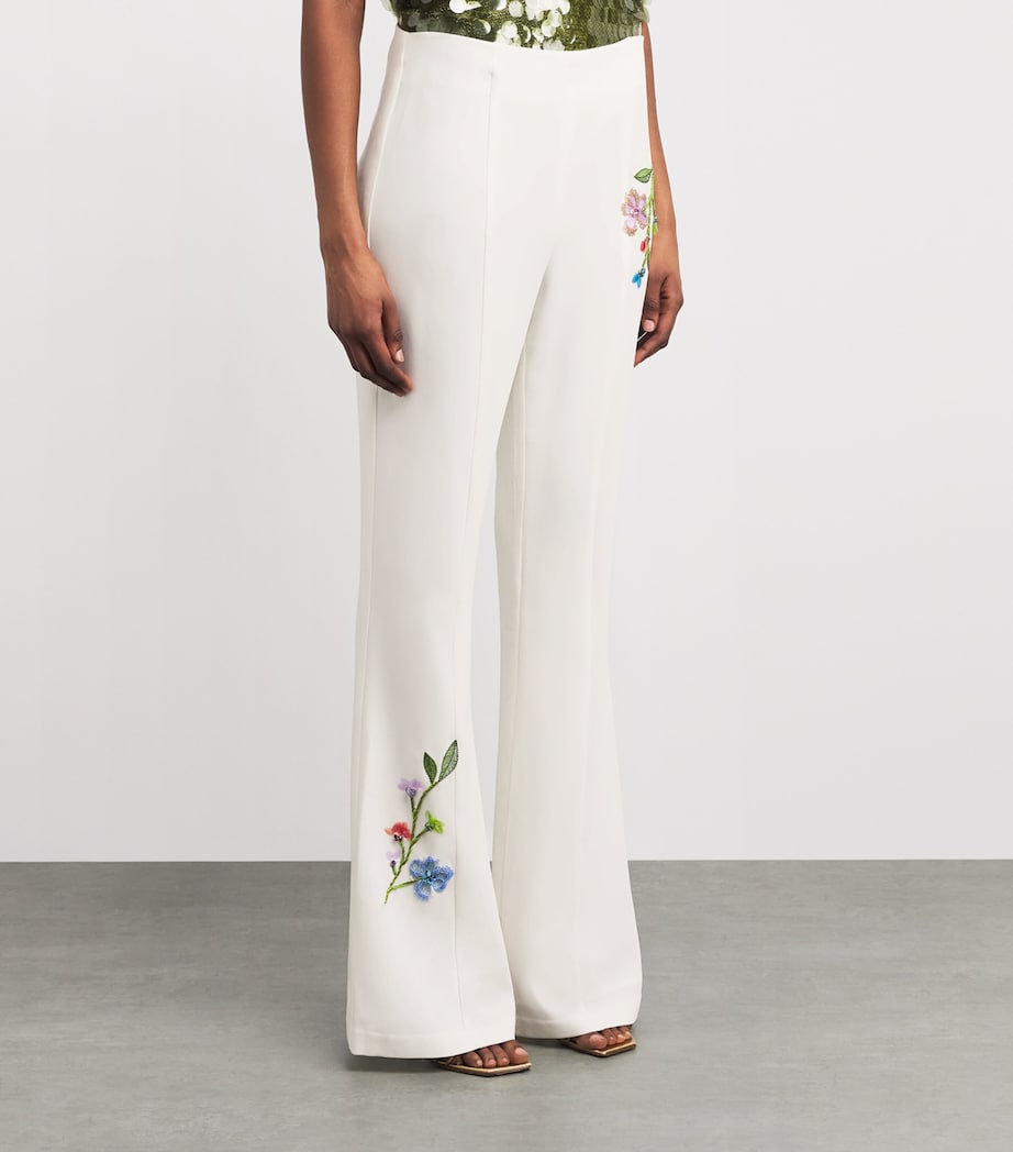 Cinq A Sept Womens Floral Vine Kailyn Flared Trousers Ivory / Multi Image 4