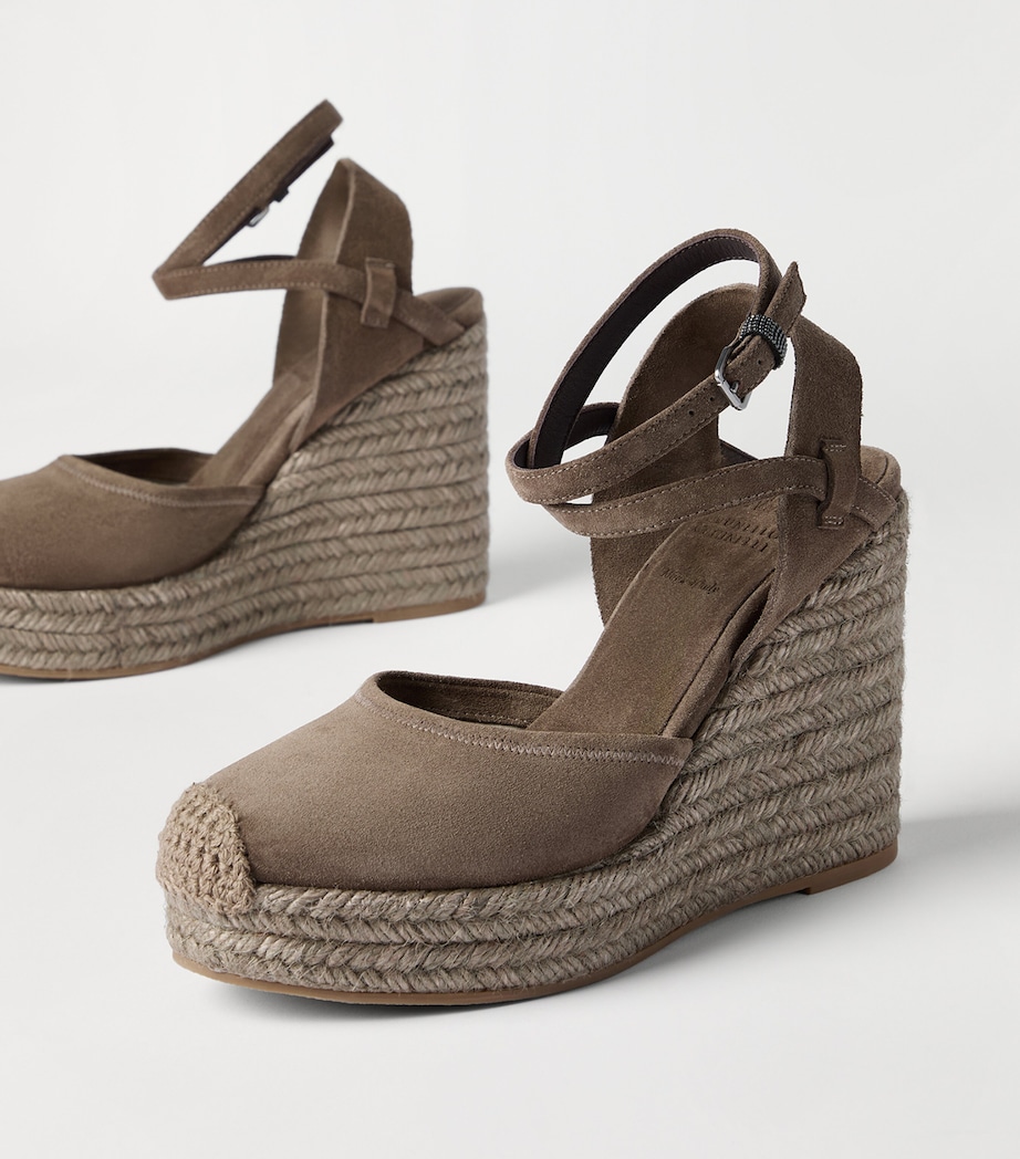 Brunello Cucinelli Suede Wedge Espadrilles 80 Image 6
