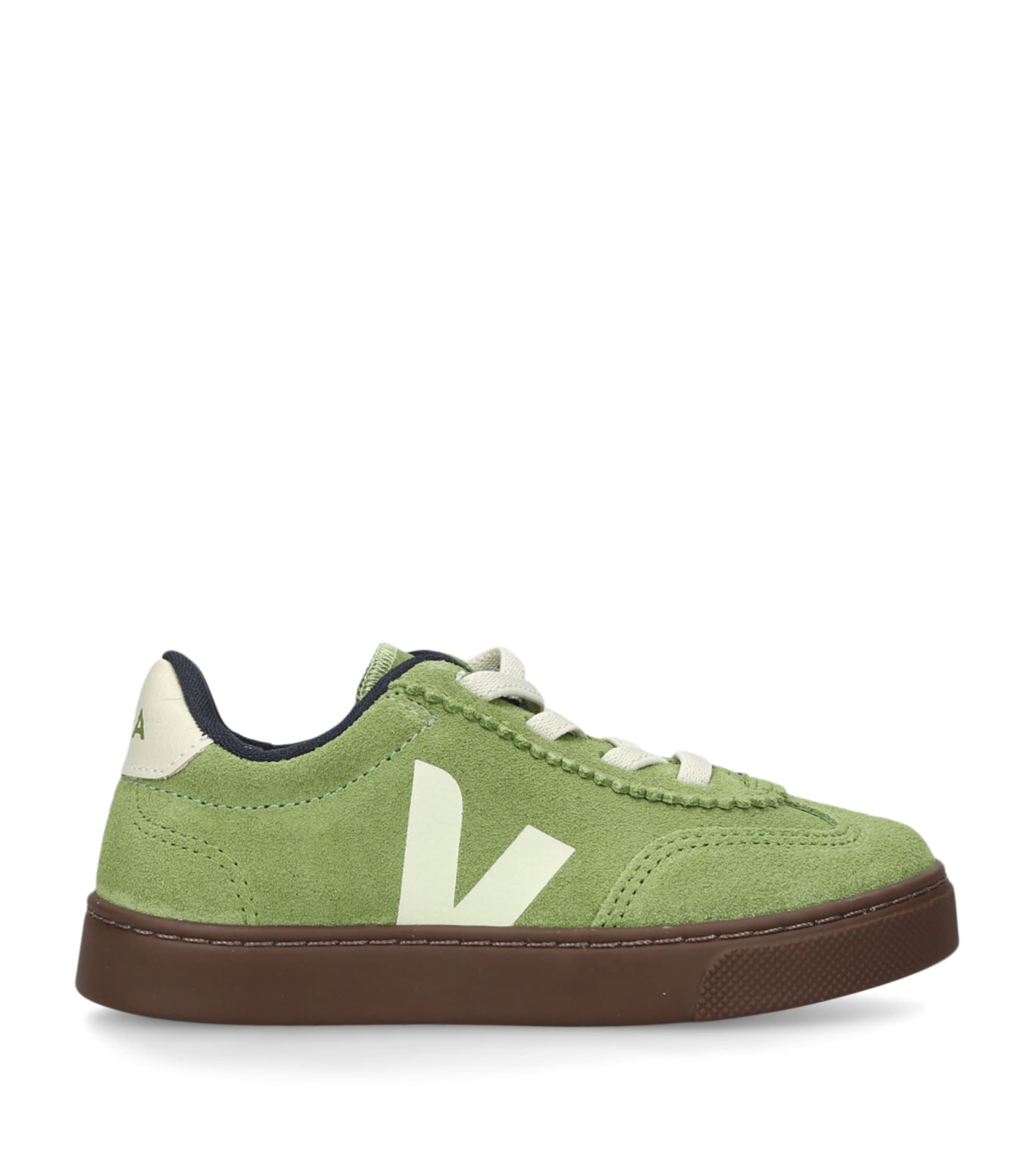 Veja Kids Suede Small Volley Trainers In Green
