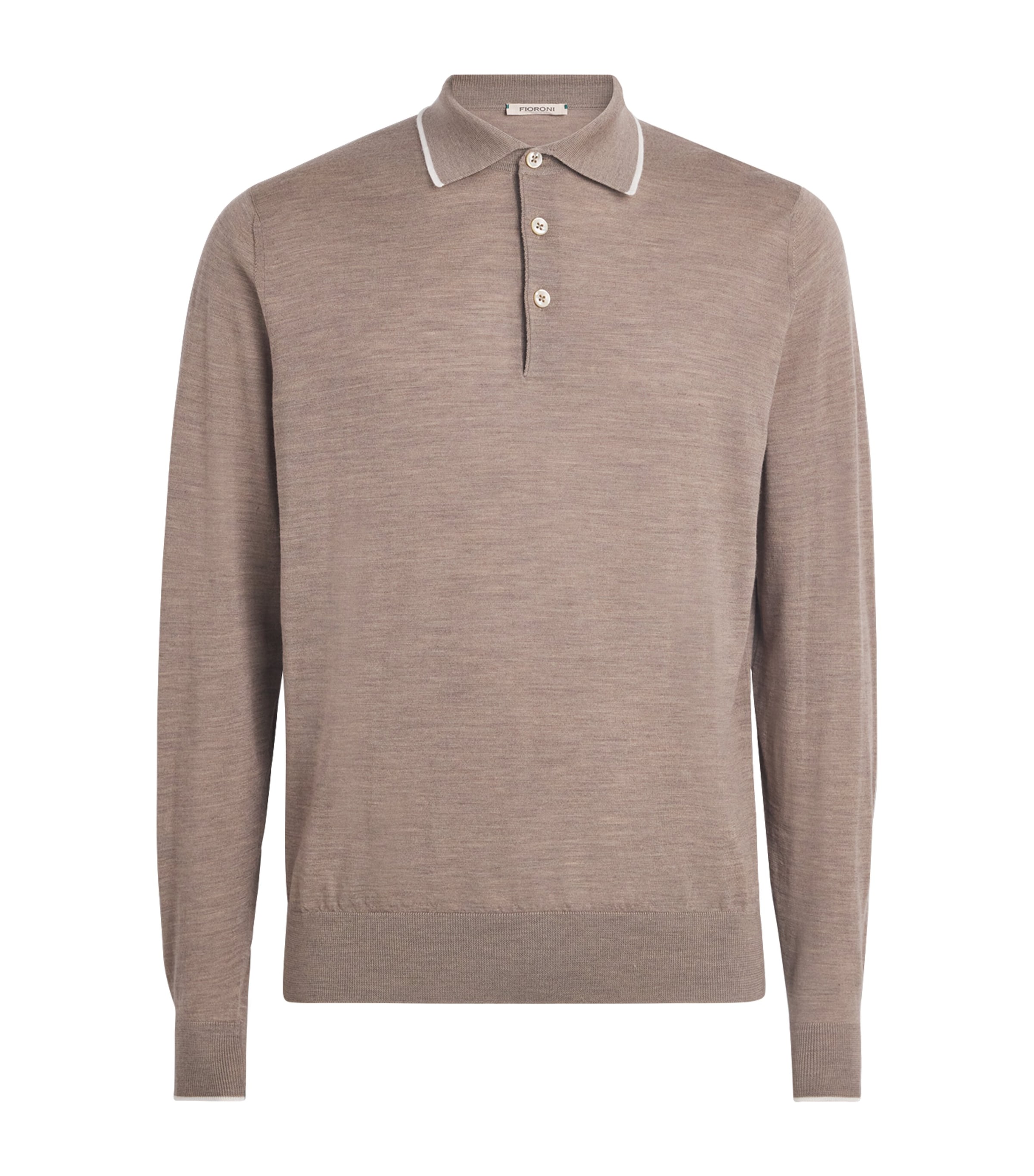 Fioroni Cashmere Mens Virgin Wool Long-Sleeve Polo Shirt Image 1