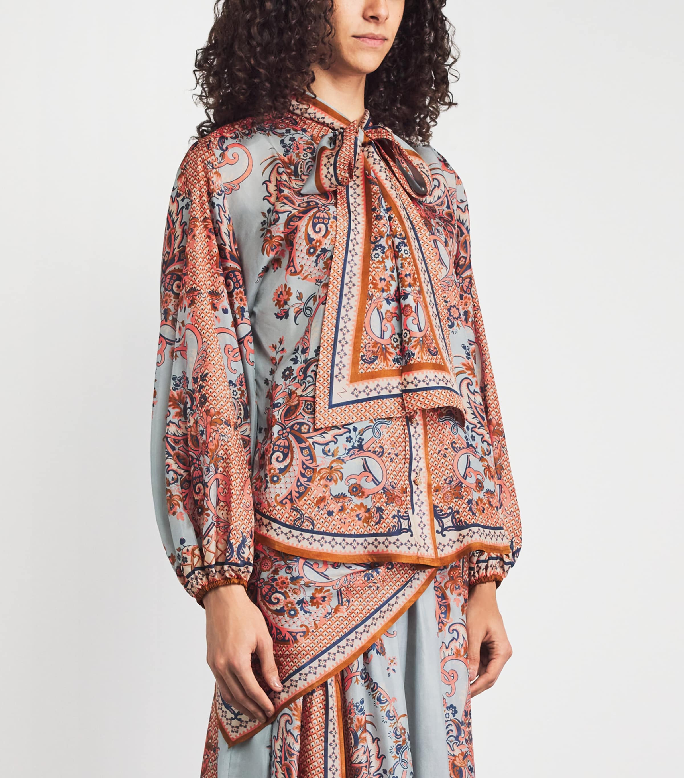 Zimmermann Womens Silk Printed Aster Blouse Blupf Blue Psly Flrl Image 4