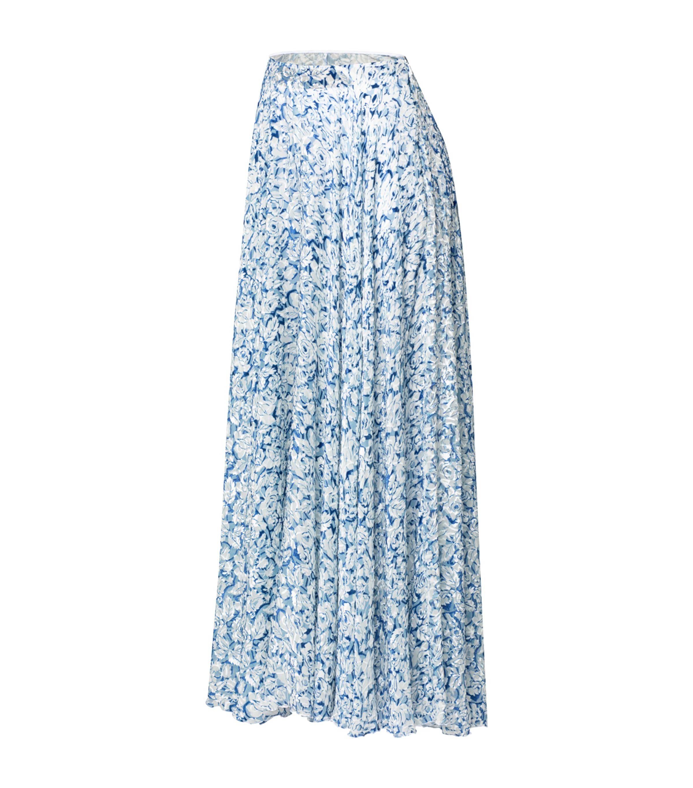 Silk-Blend Floral Flared Trousers MULTI Image 3