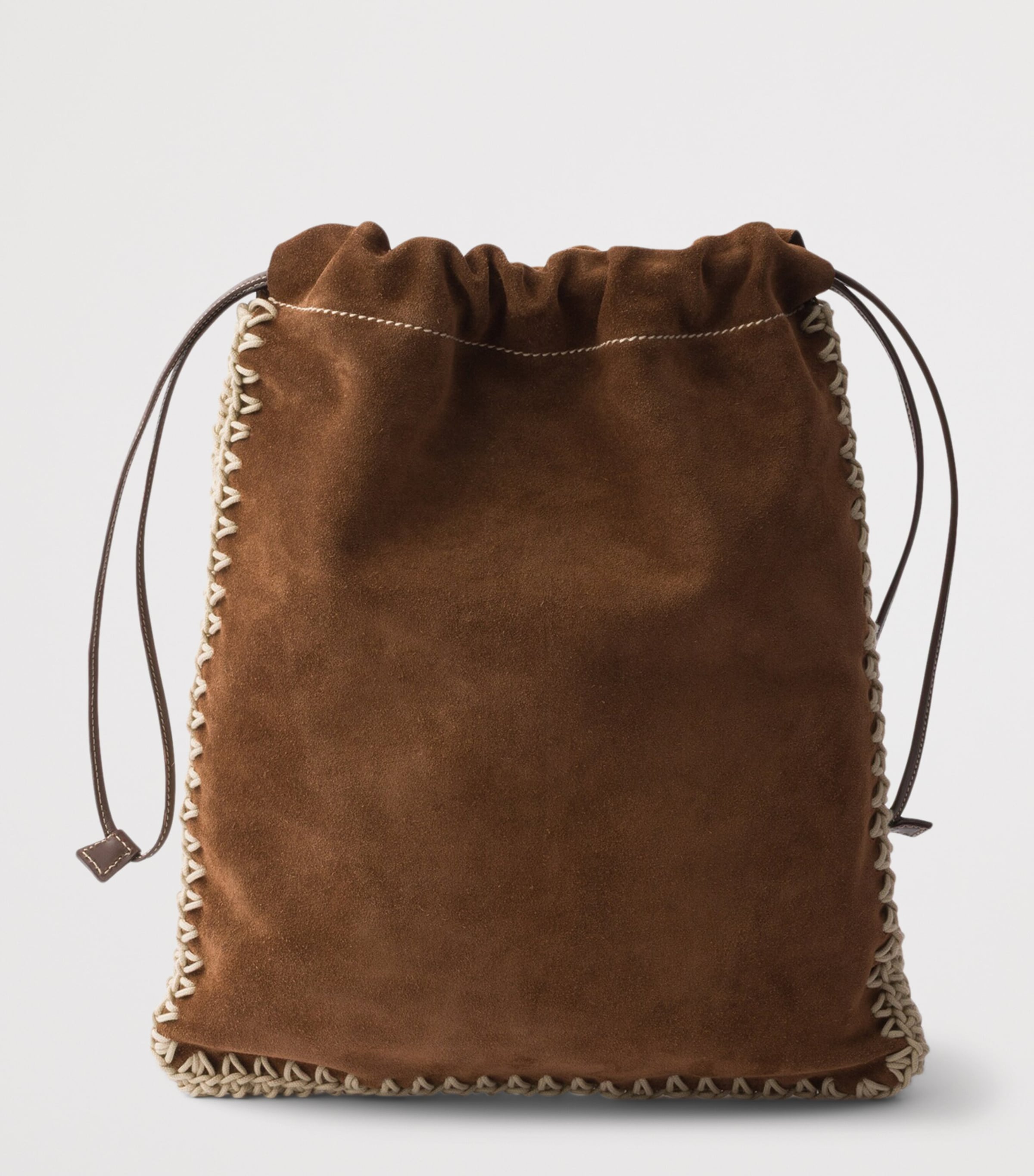 Prada Suede Drawstring Wish Pouch Brown Image 4