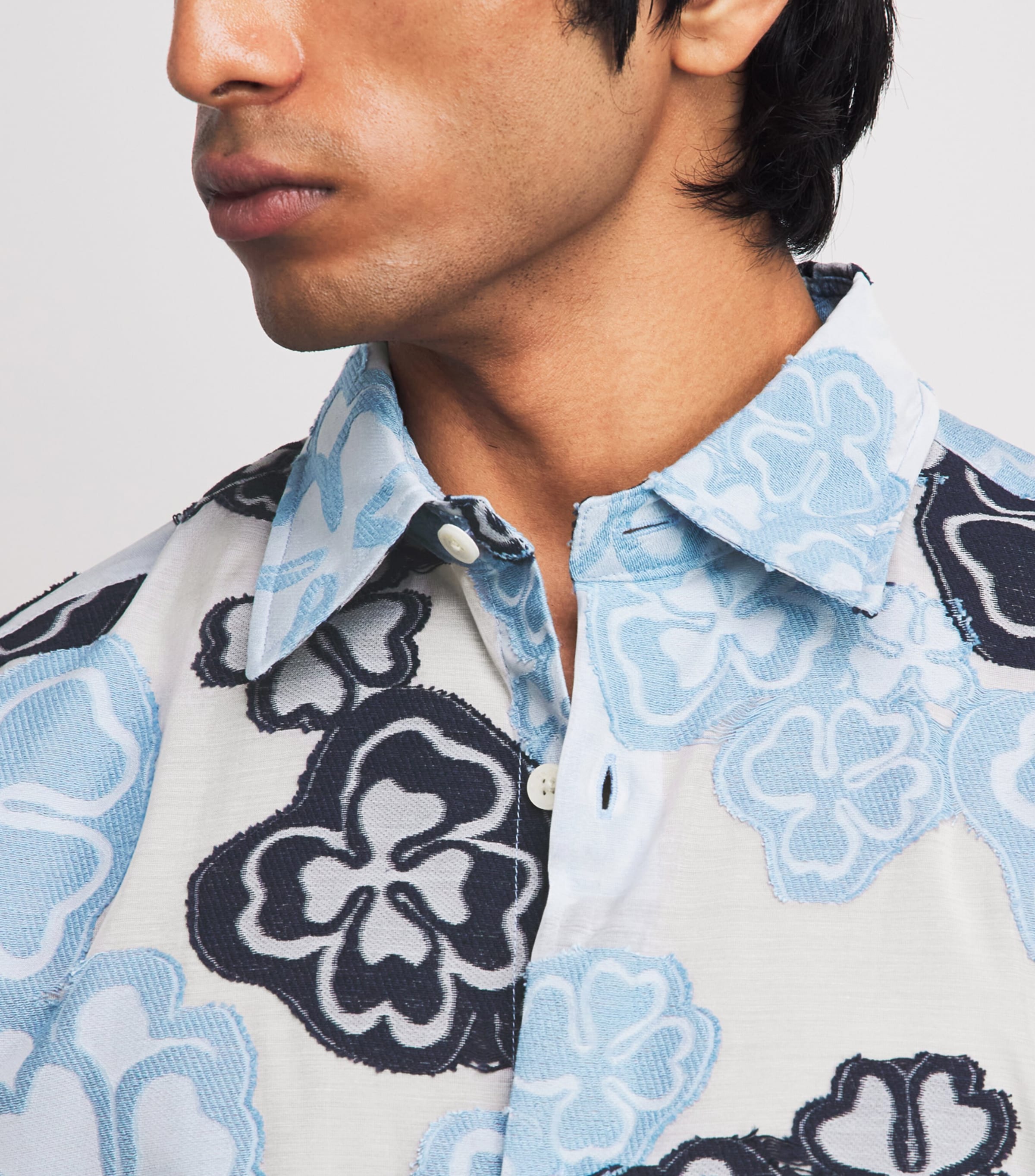 NN.07 Mens Floral Jacquard Freddy Shirt Blue Multi Image 3