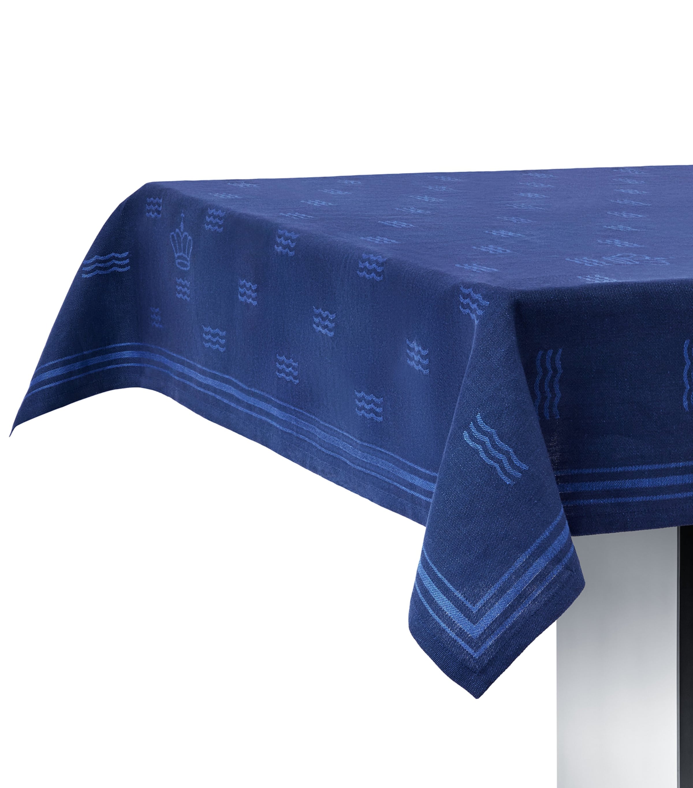 Jacquard Waves Tablecloth (145cm x 320cm) BLUE Image 1