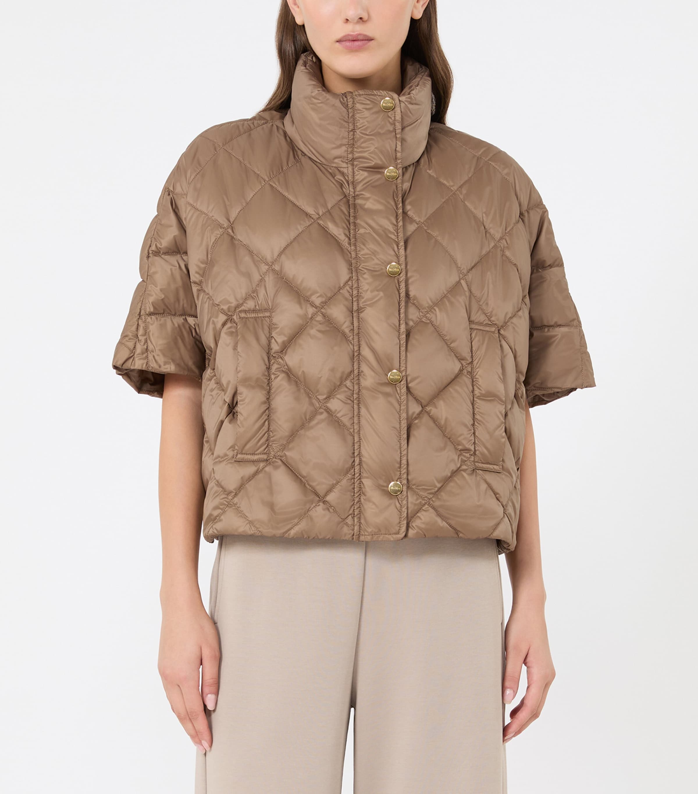 Max Mara Womens Short-Sleeve Quilted Jacket Camel Image 2