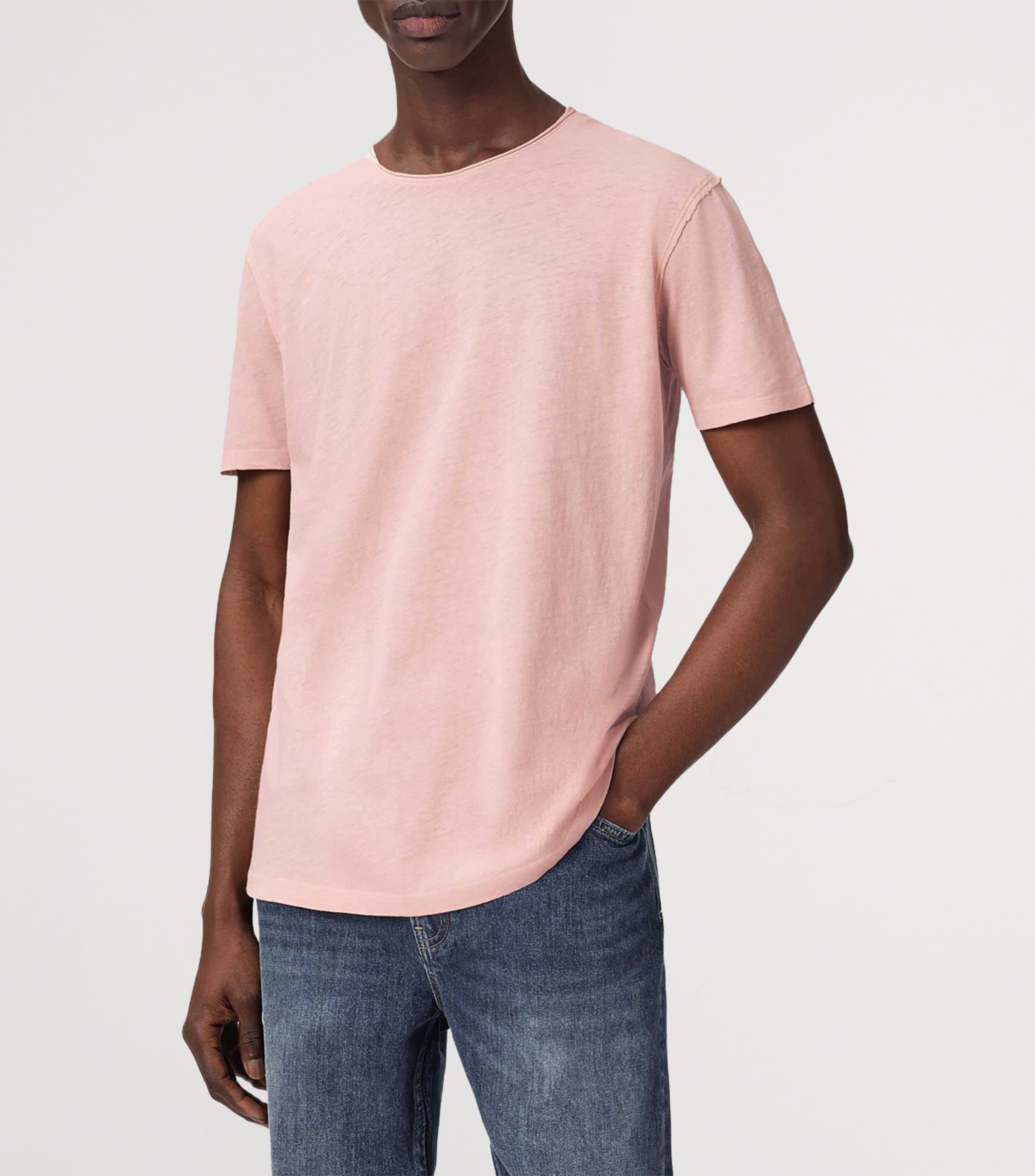 AllSaints Mens Stretch-Cotton Figure T-Shirt Sunbaked Pink Image 3